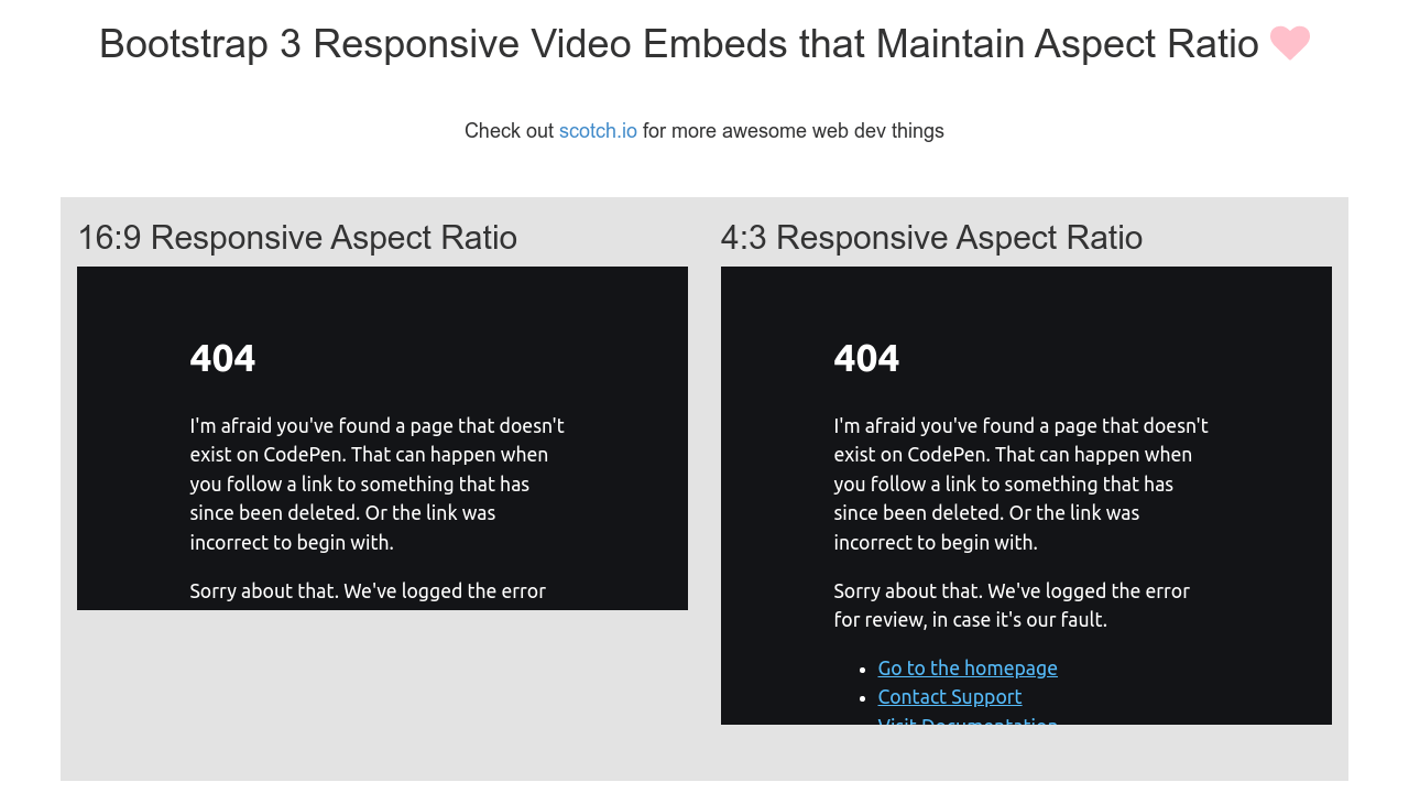 Bootstrap 3 Responsive Video Embeds that Maintain Aspect Ratio