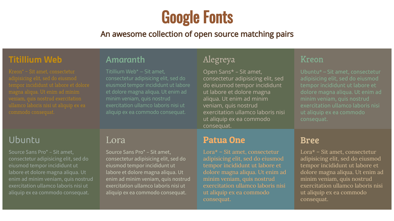 Google Fonts Matching Pairs
