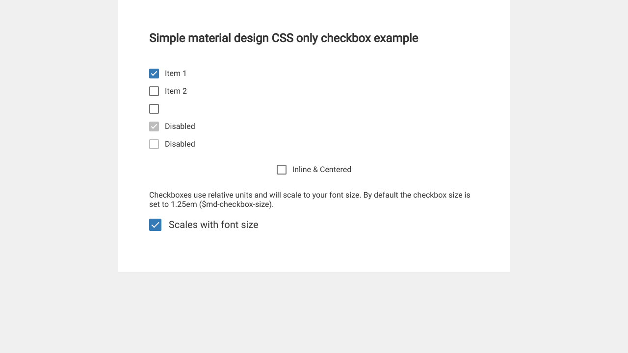 Material Design Checkbox CSS only