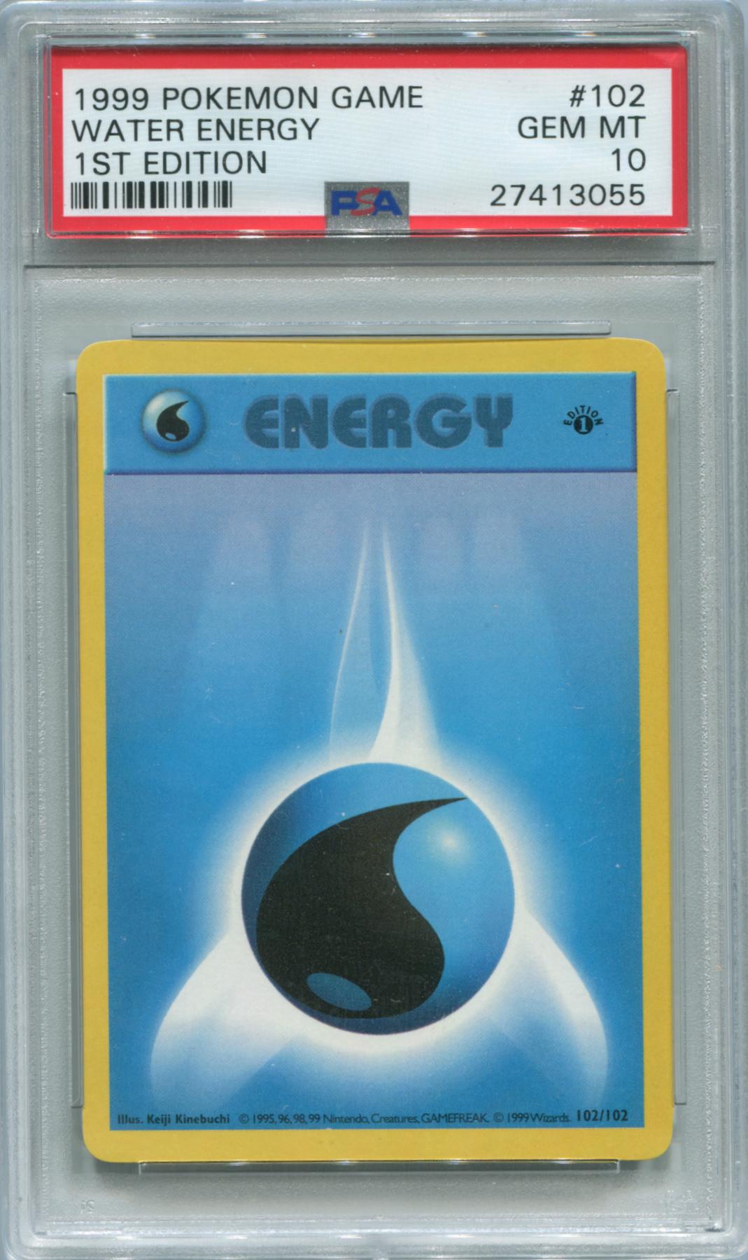 Pokemon Base Set 1st Edition Shadowless Water Energy 102/102 PSA 10