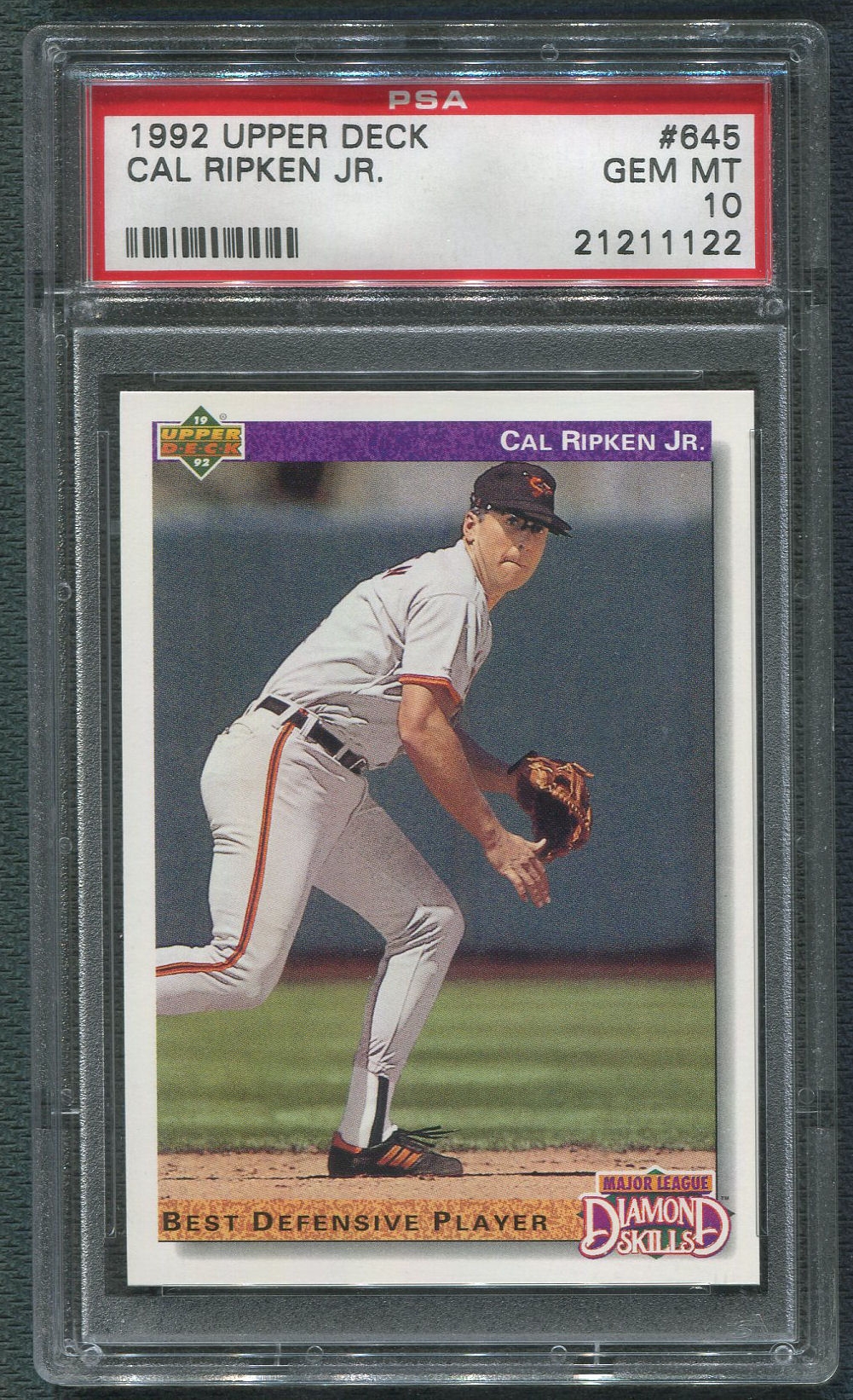 1992 Upper Deck Baseball 645 Cal Ripken Jr. PSA 10 (GEM MINT) DA