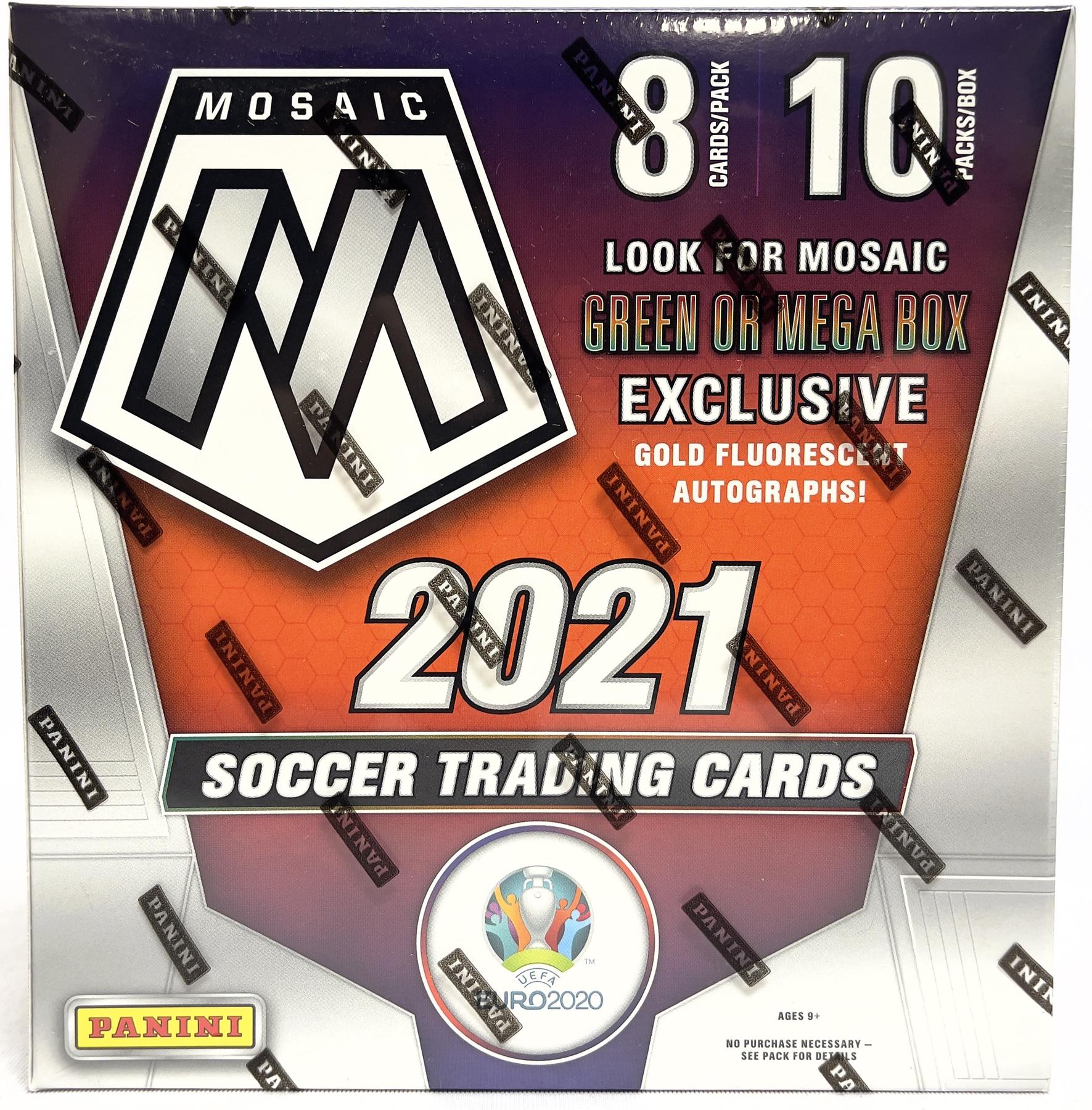 2020/21 Panini Mosaic UEFA Euro 2020 Soccer Mega Box (Gold Fluorescent