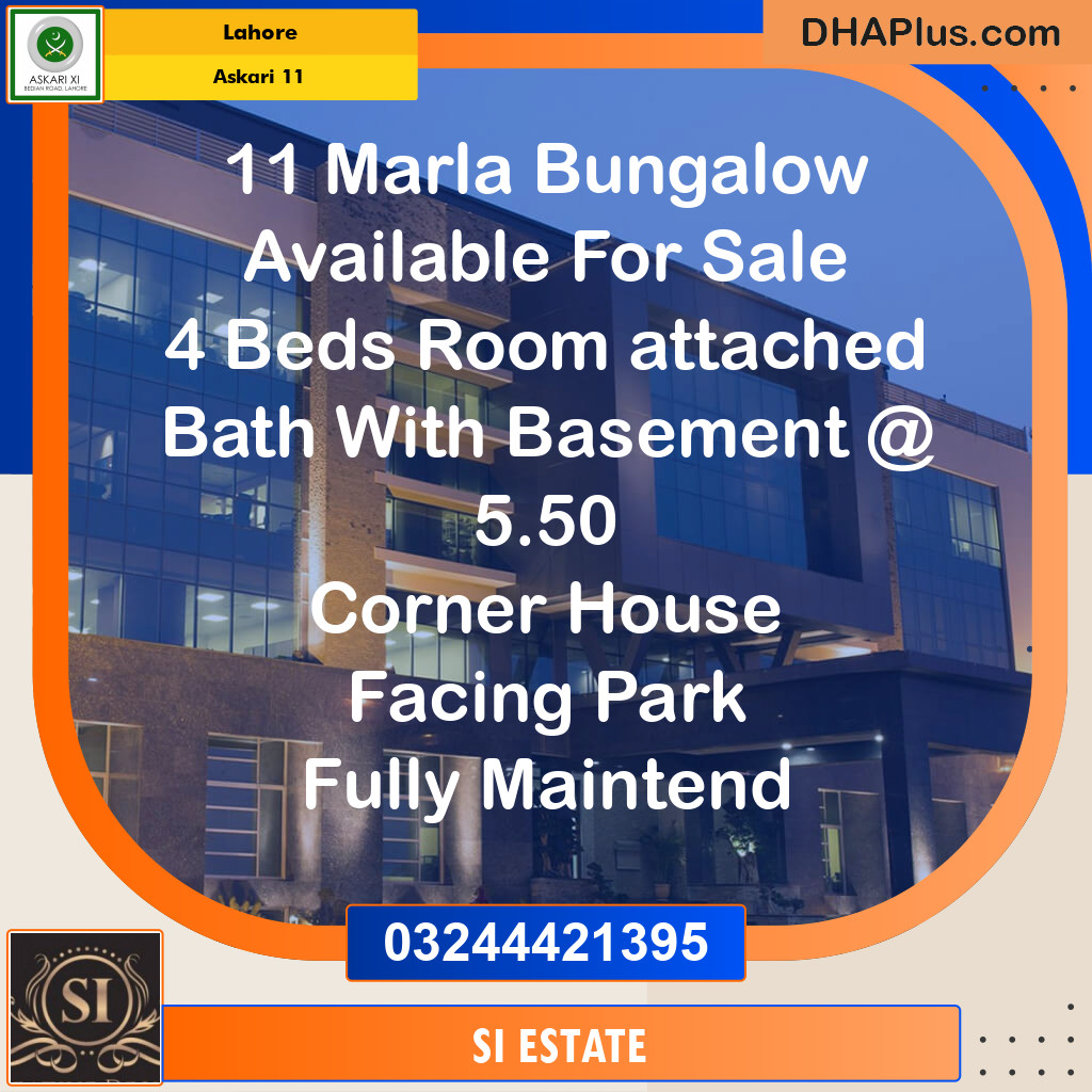 11 Marla Residential House for Sale in Askari 11, Lahore (DP11916