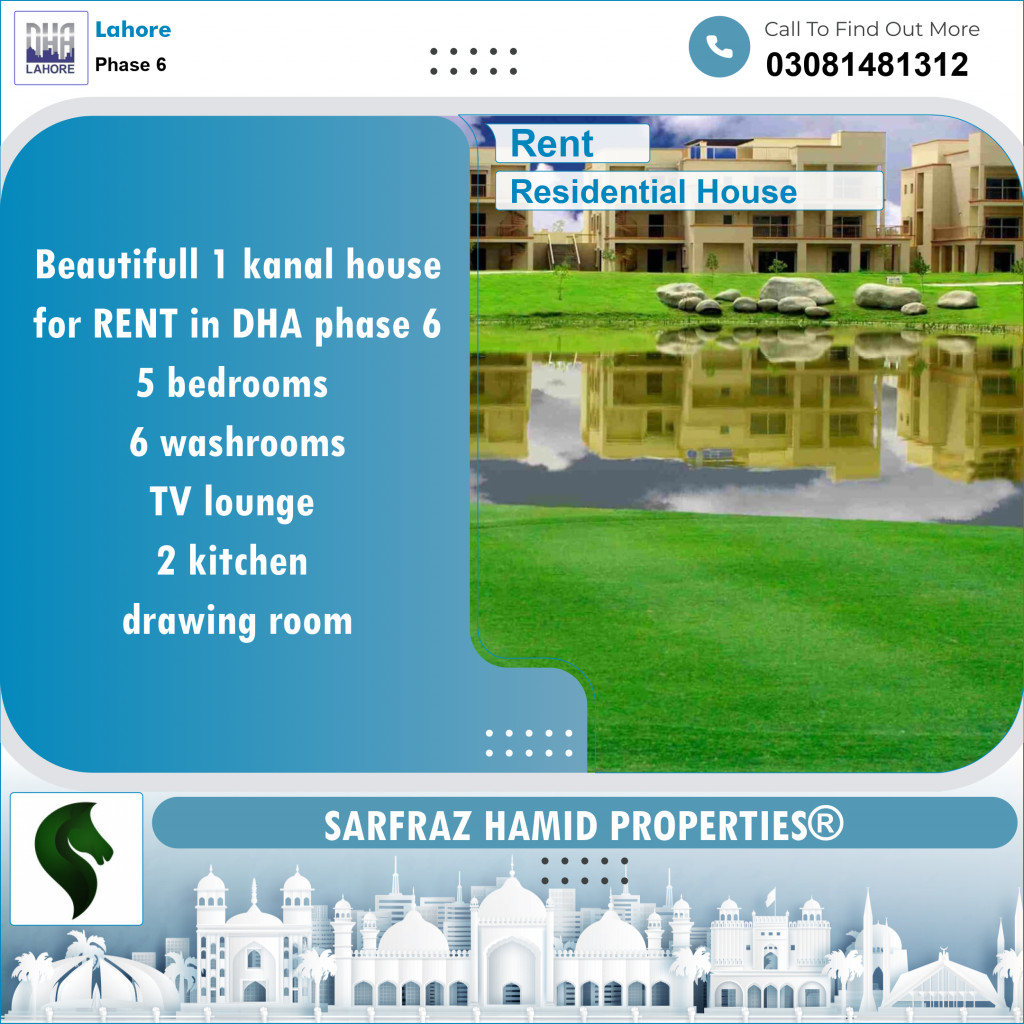 Residential House for Rent in Phase 6, Lahore (DP4466) DHA Plus