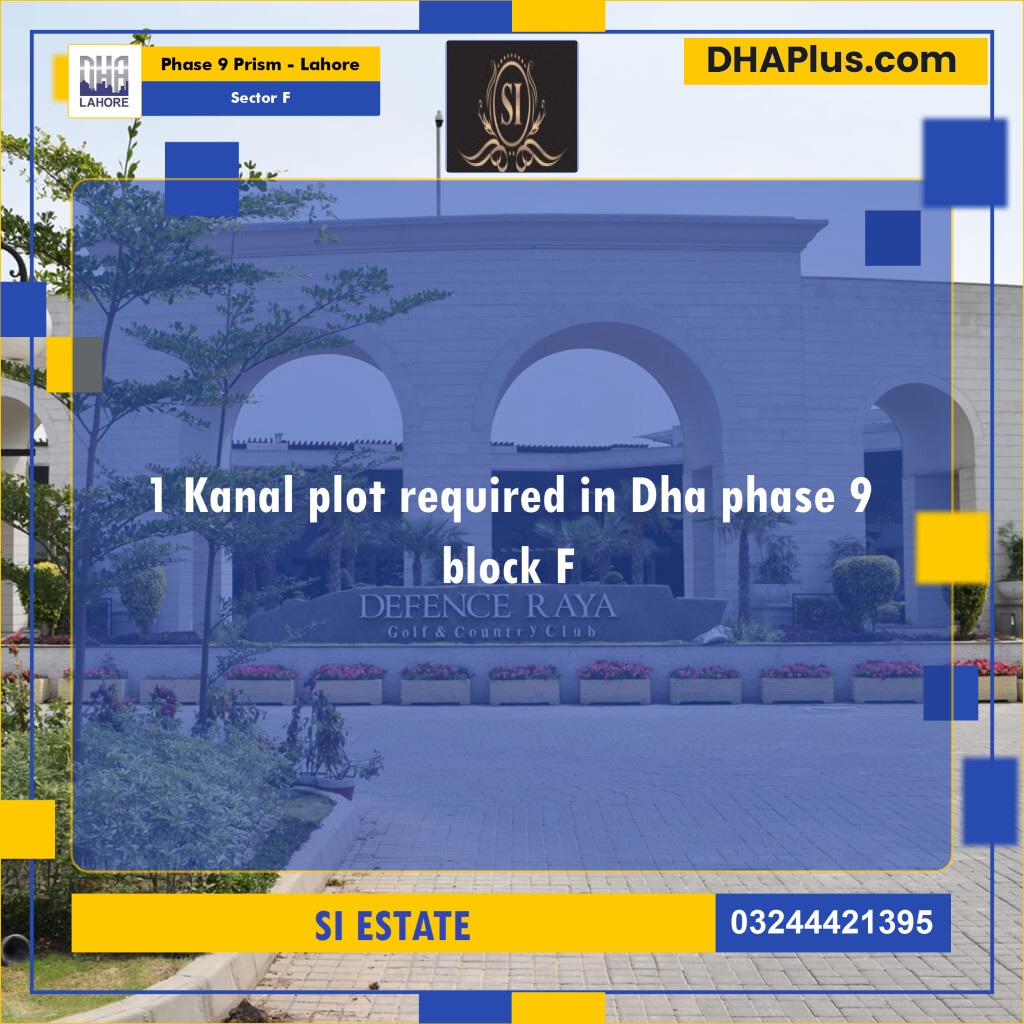 1 Kanal Required Residential Plot in Sector F Phase 9 Prism, Lahore