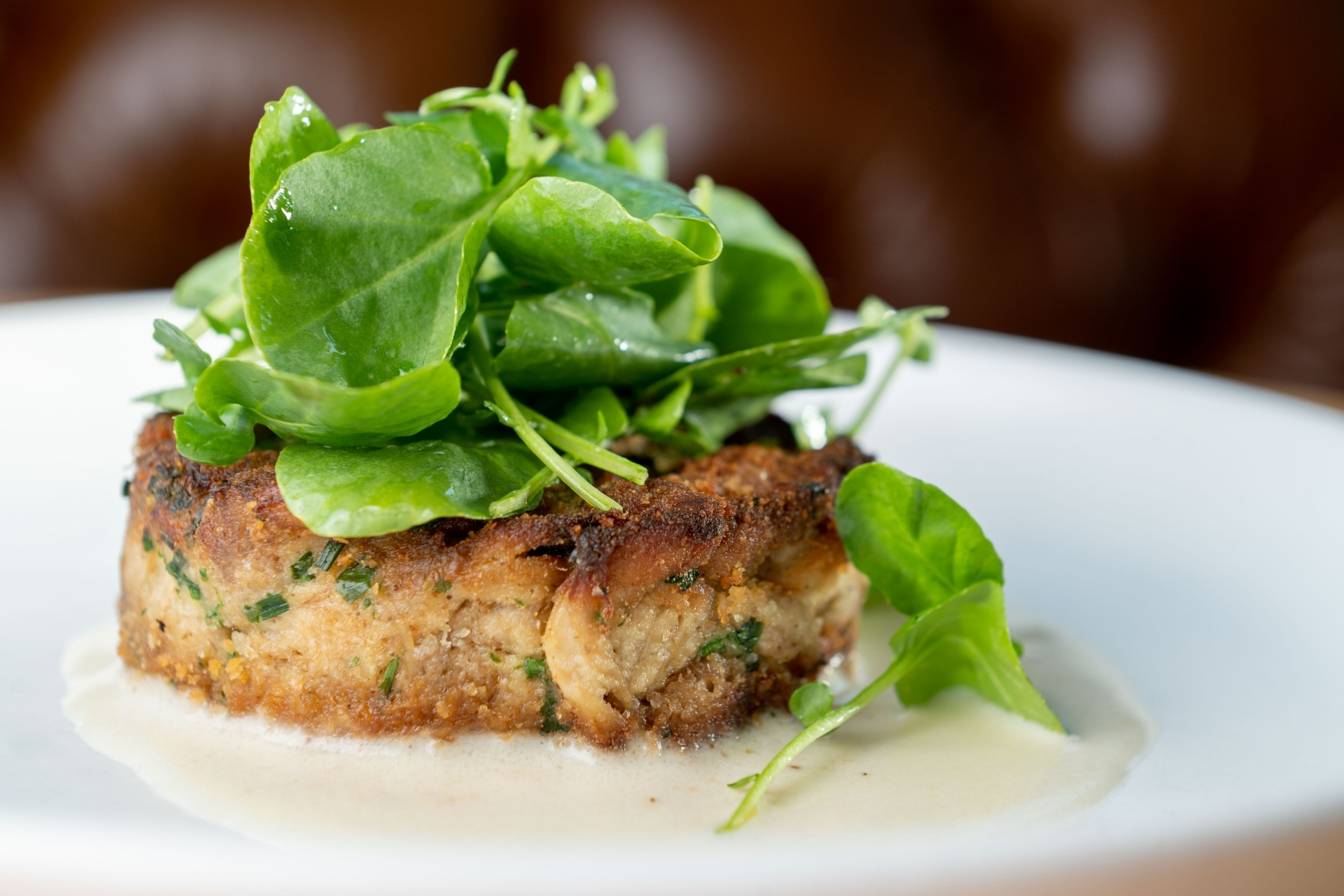 Eat This Now Lion’s Mane Mushroom “Crab” Cake at Elm and Good D Magazine