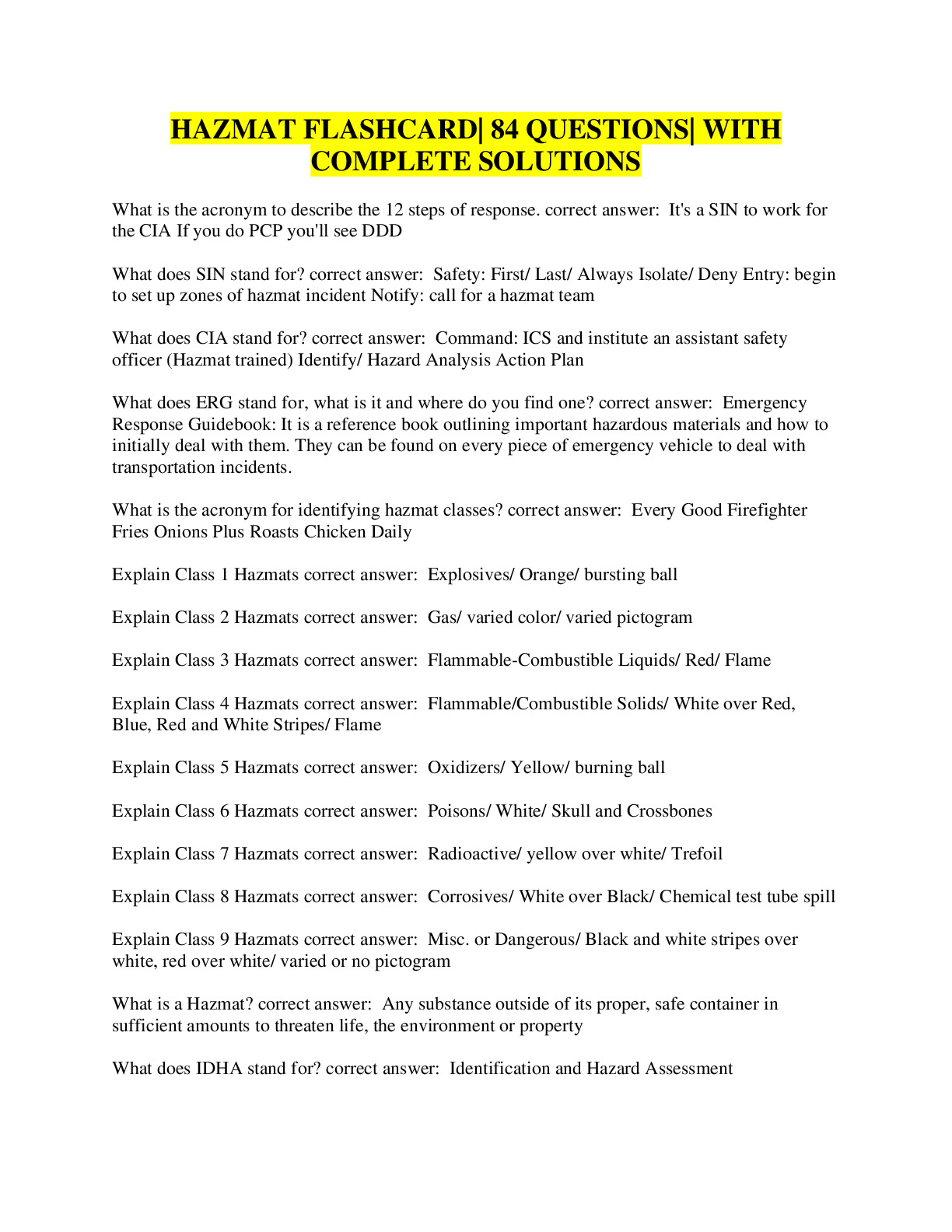 HAZMAT TESTS COMPILATION BUNDLE DocMerit