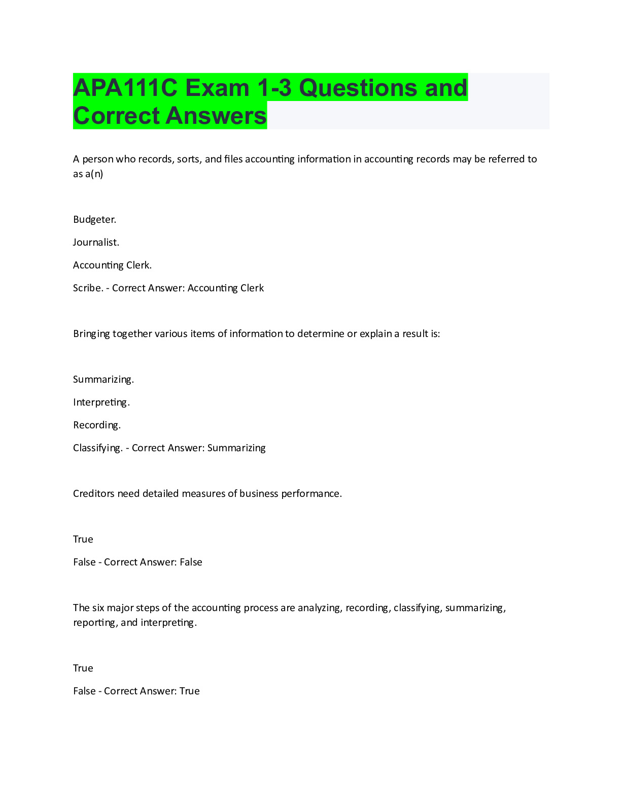 Sage Intacct Implementation Questions and Correct Answers DocMerit