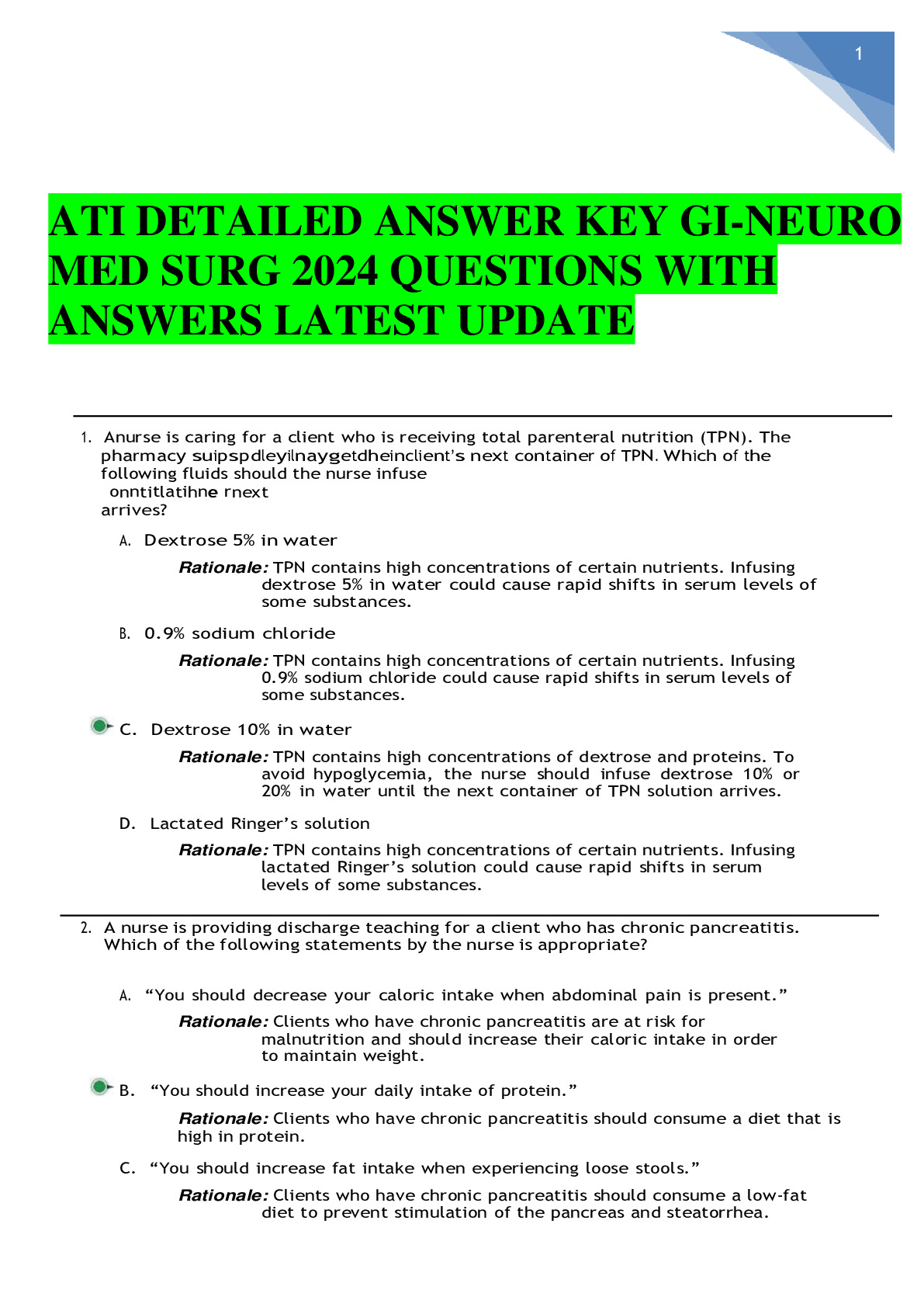 ATI Detailed Answer Key RN 231 Quiz 4_Cloned_Assessment 1 Questions and Answers DocMerit