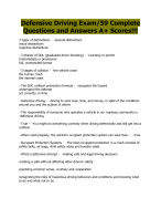 Defensive Driving Exam/59 Complete Questions and Answers A+ Scores