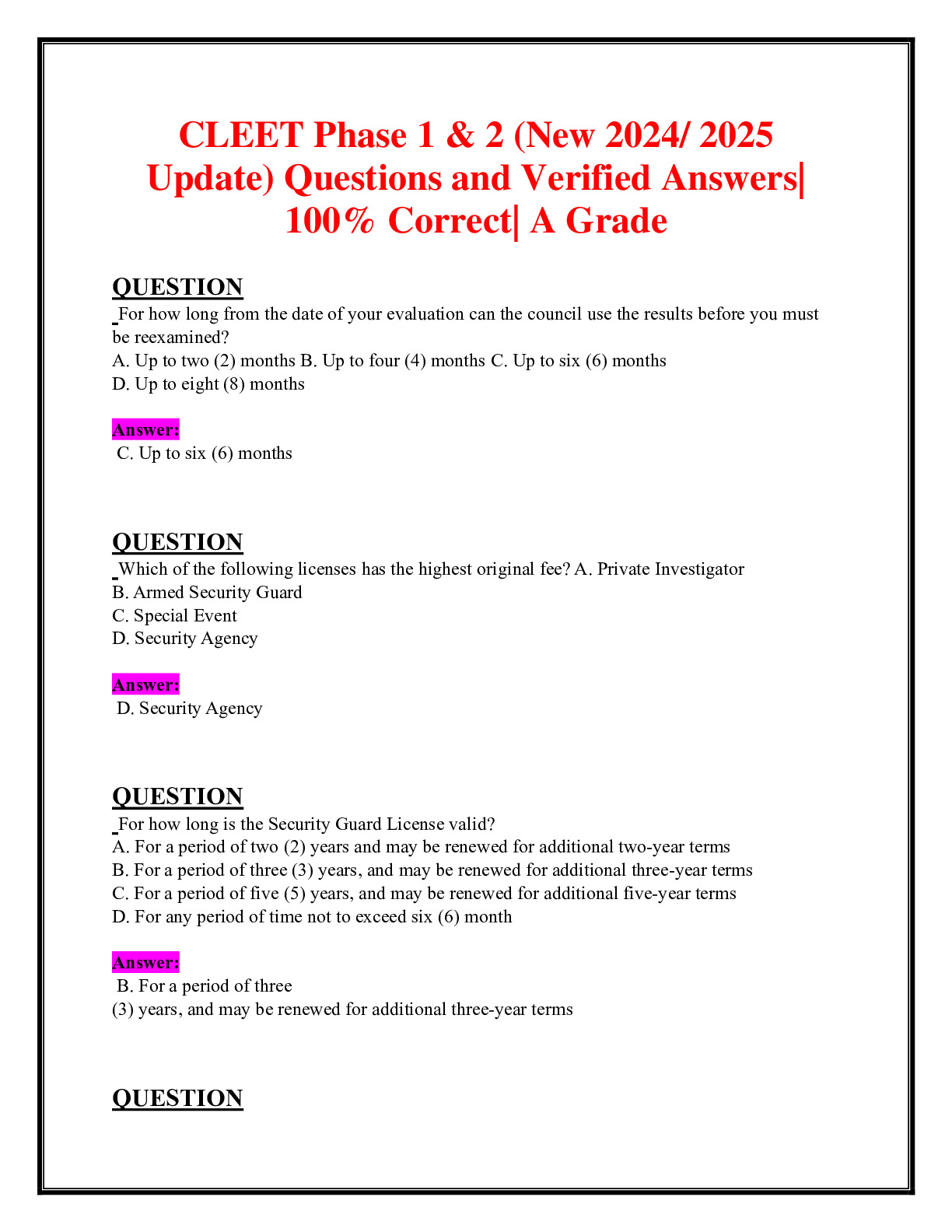 CLEET Phase 1,2,3 & 4 (New 2024/ 2025 Updates BUNDLED TOGETHER