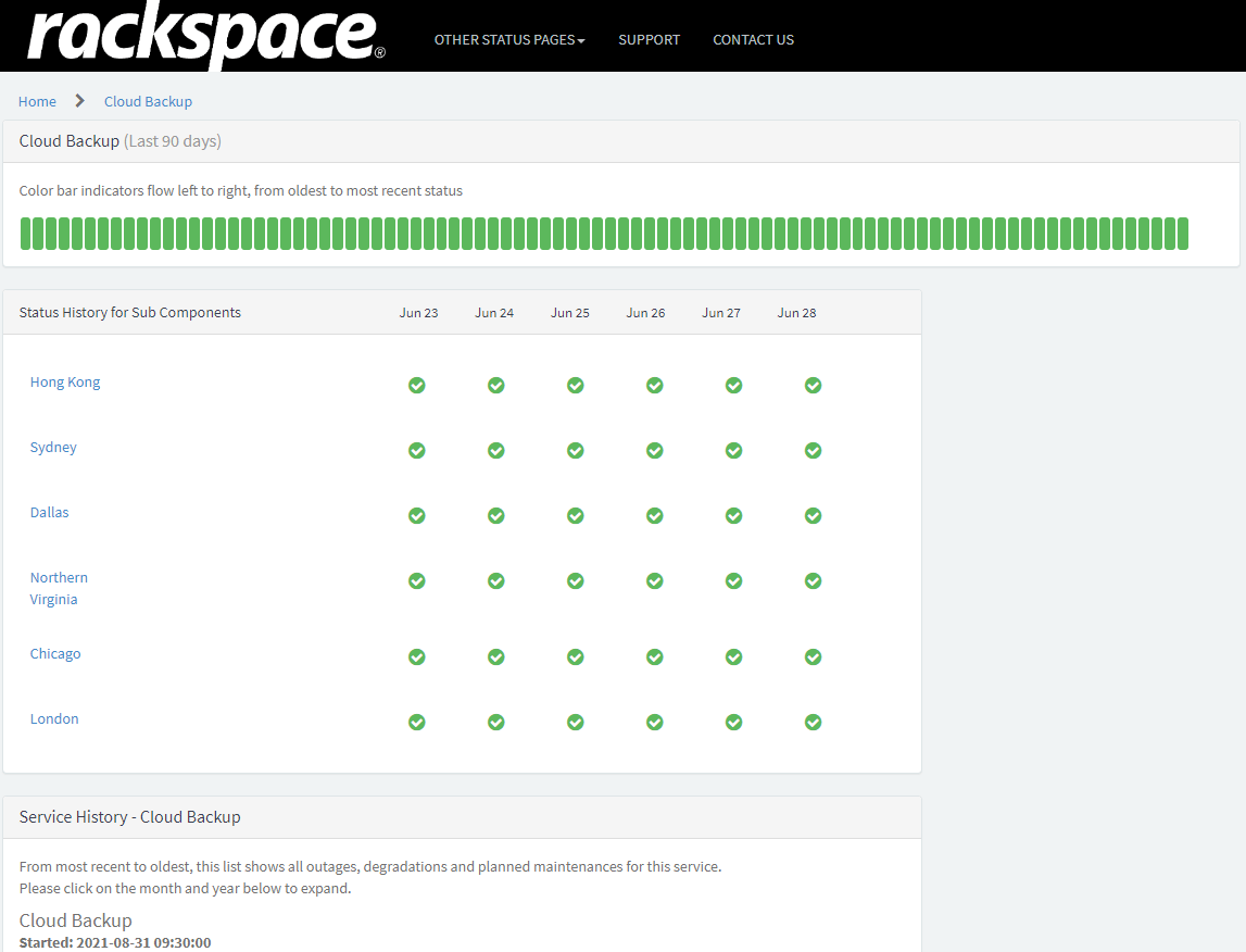 Check Rackspace Cloud status