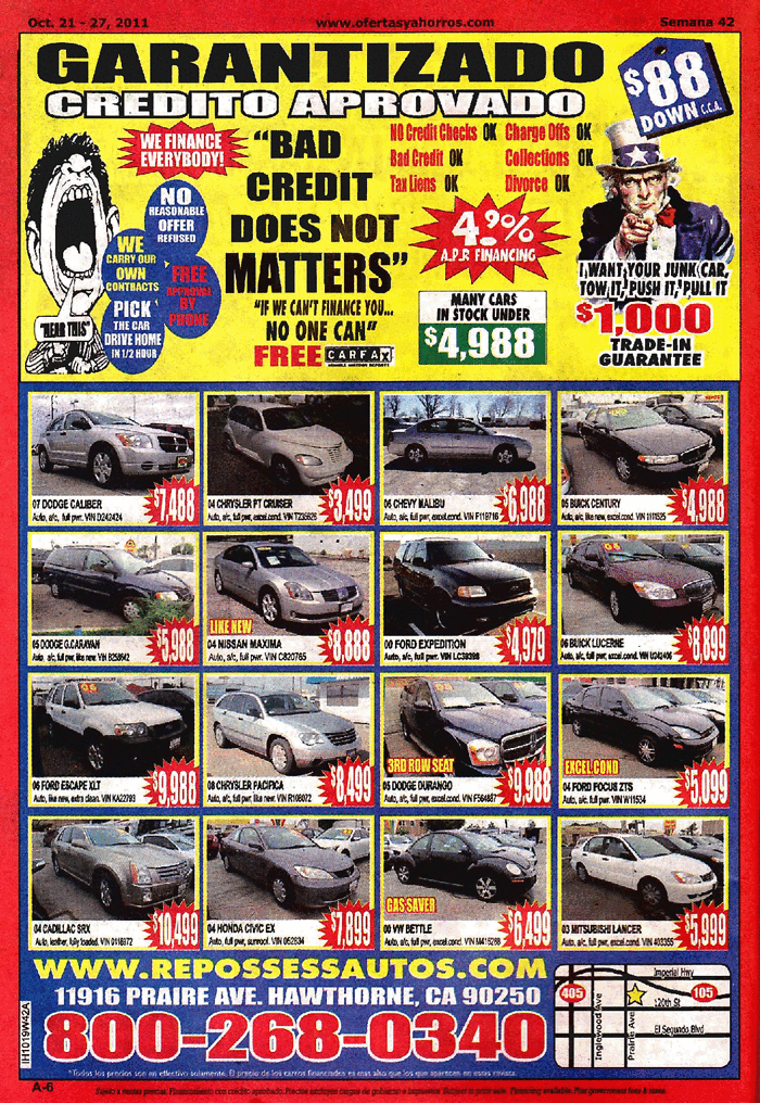 Records on Repossess Auto Documents Los Angeles Times