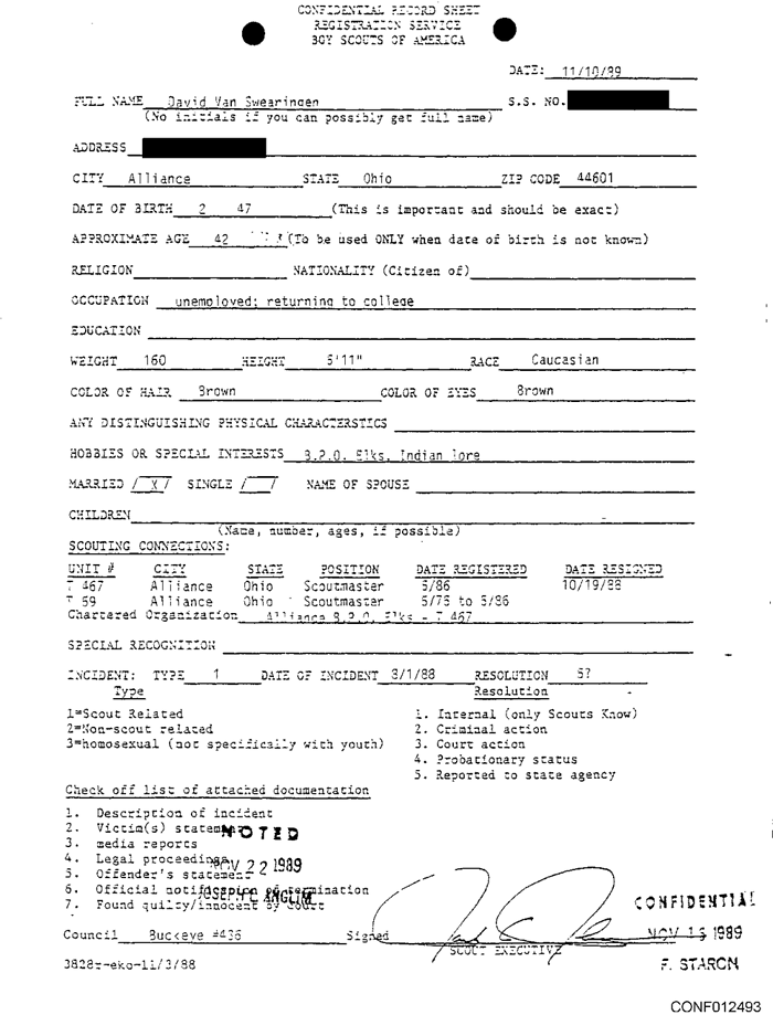 Inside the 'perversion files' David Van Swearingen Documents Los