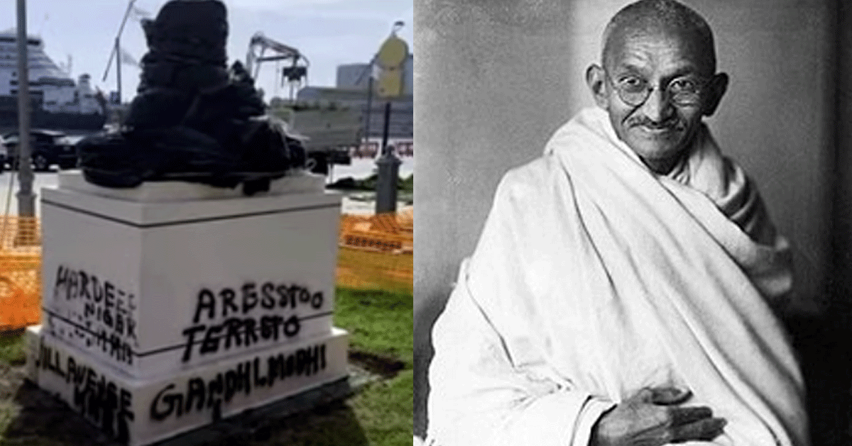 Khalistan supporters vandalized Gandhi's statue in Italy; The statue