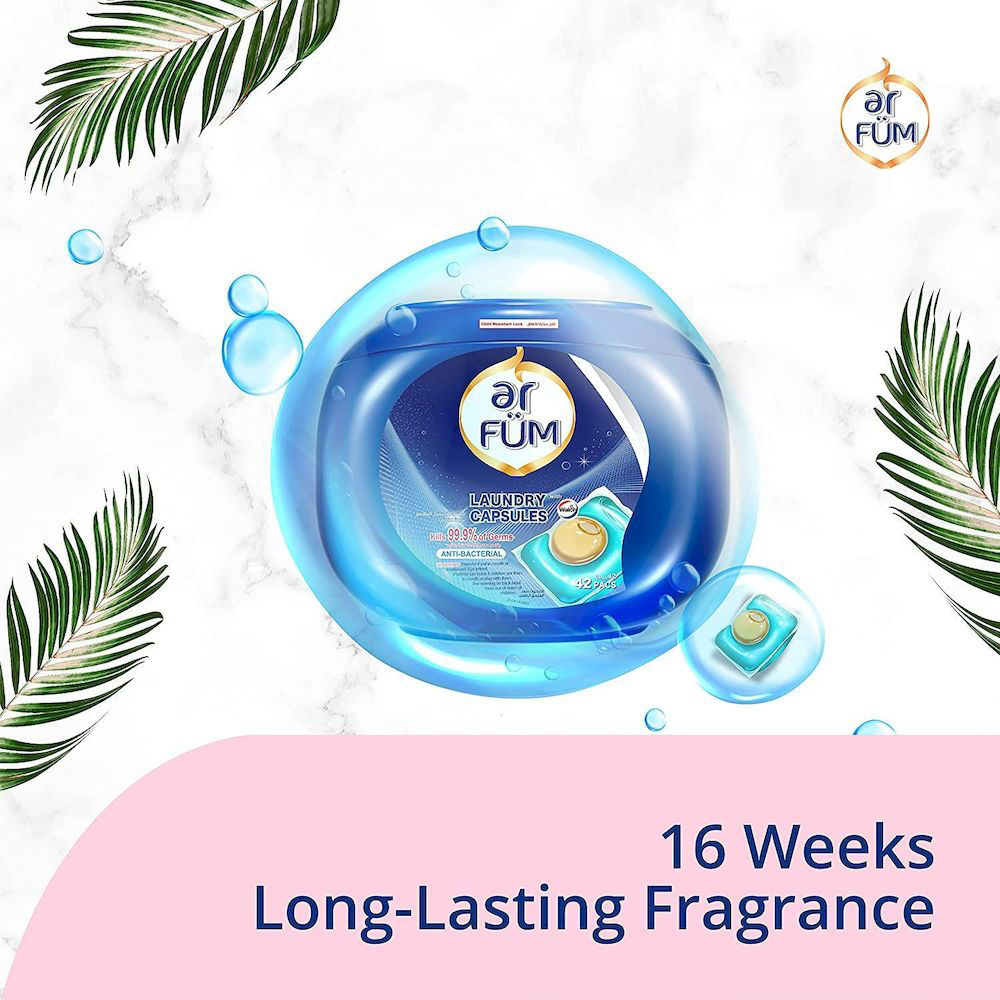 AR FUM PODS AntiBacterial Laundry Detergent Capsules, 42 Capsules