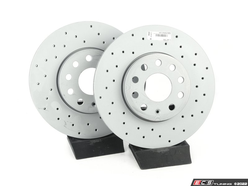 Zimmermann 5q0615301hKT Front Cross Drilled Brake Rotors Pair