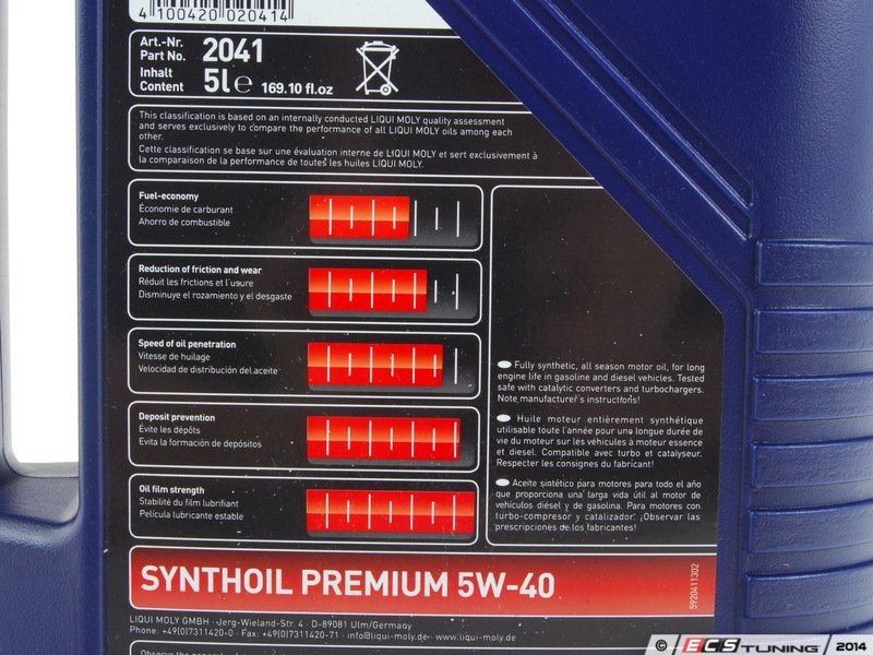 LIQUI MOLY 5W40 5 Liter Synthoil Premium Engine Oil
