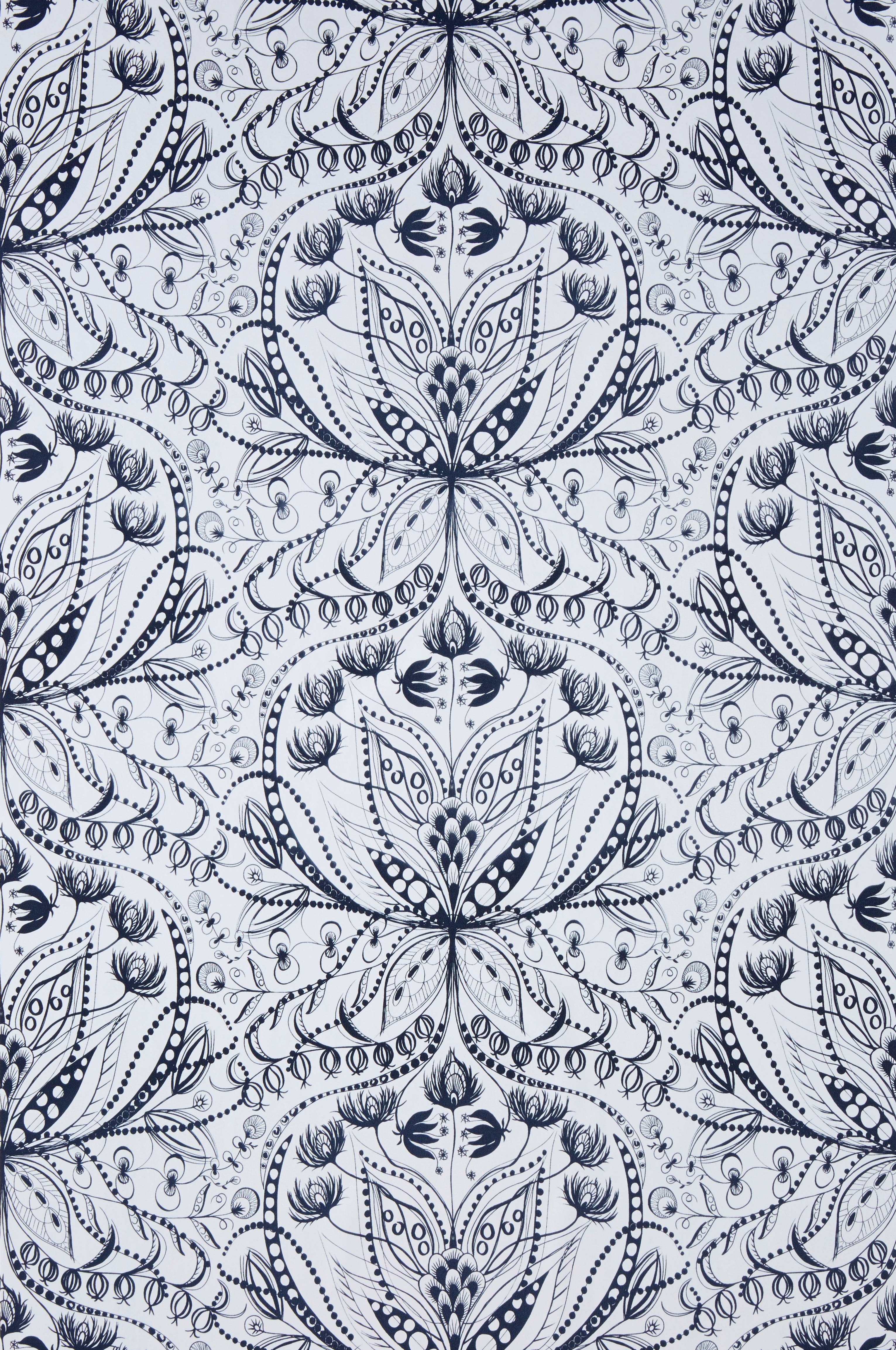 Blå Mönstrade Tapeter Wallpaper by ellos Tapet AnnaLisa Blå Mönstrade tapeter Ellos.se