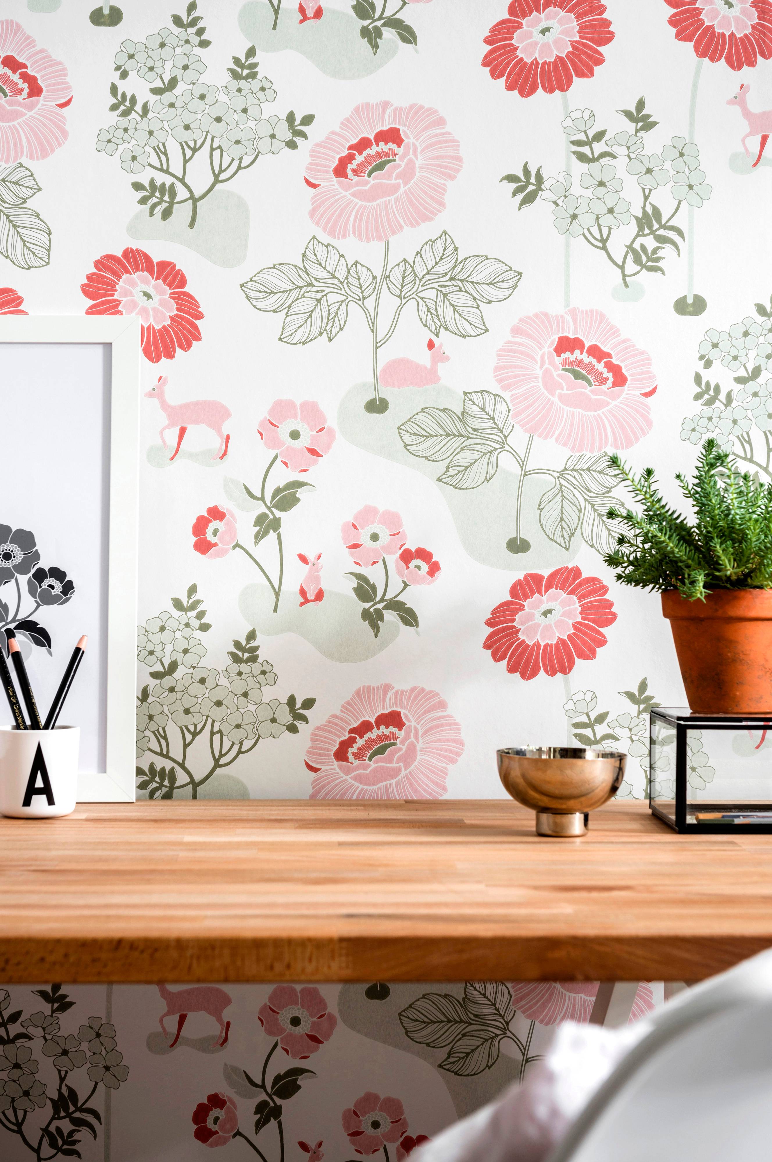 Ånga Ner Tapet Duro. Tapet Blomsteräng Röd Mönstrade tapeter Ellos.se