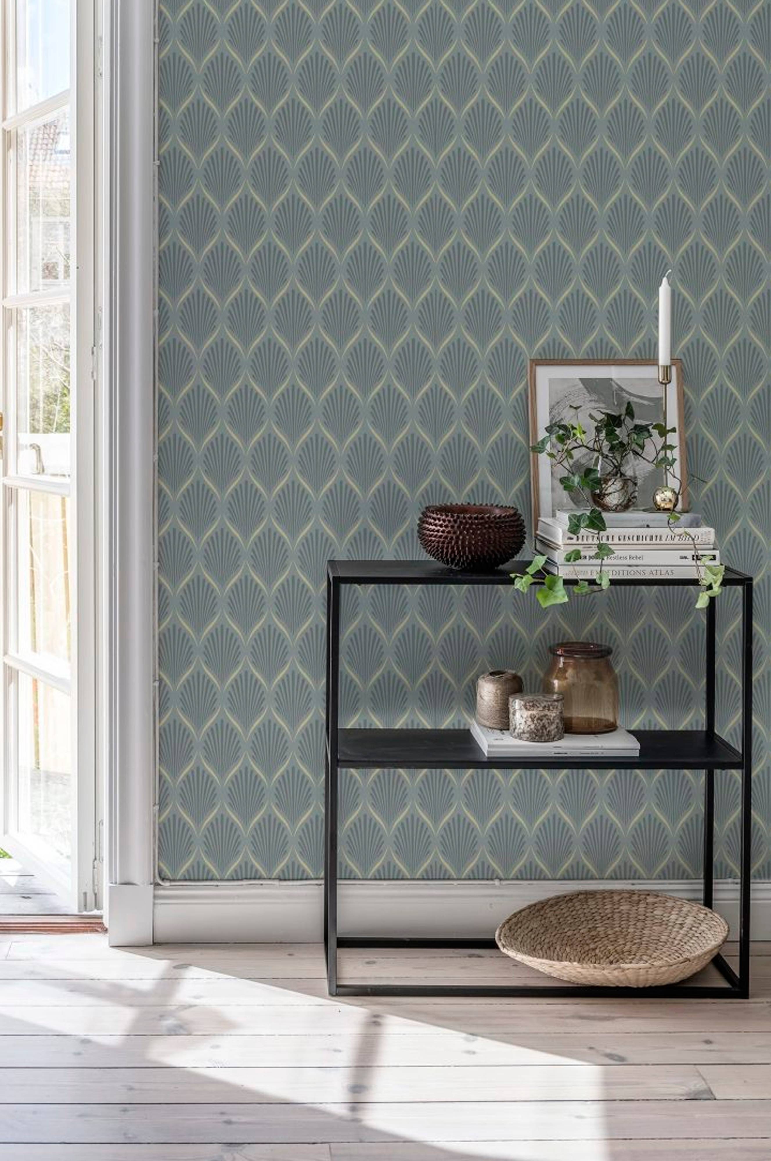 Blå Mönstrade Tapeter Duro. Tapet Lilly Blå Mönstrade tapeter ellos