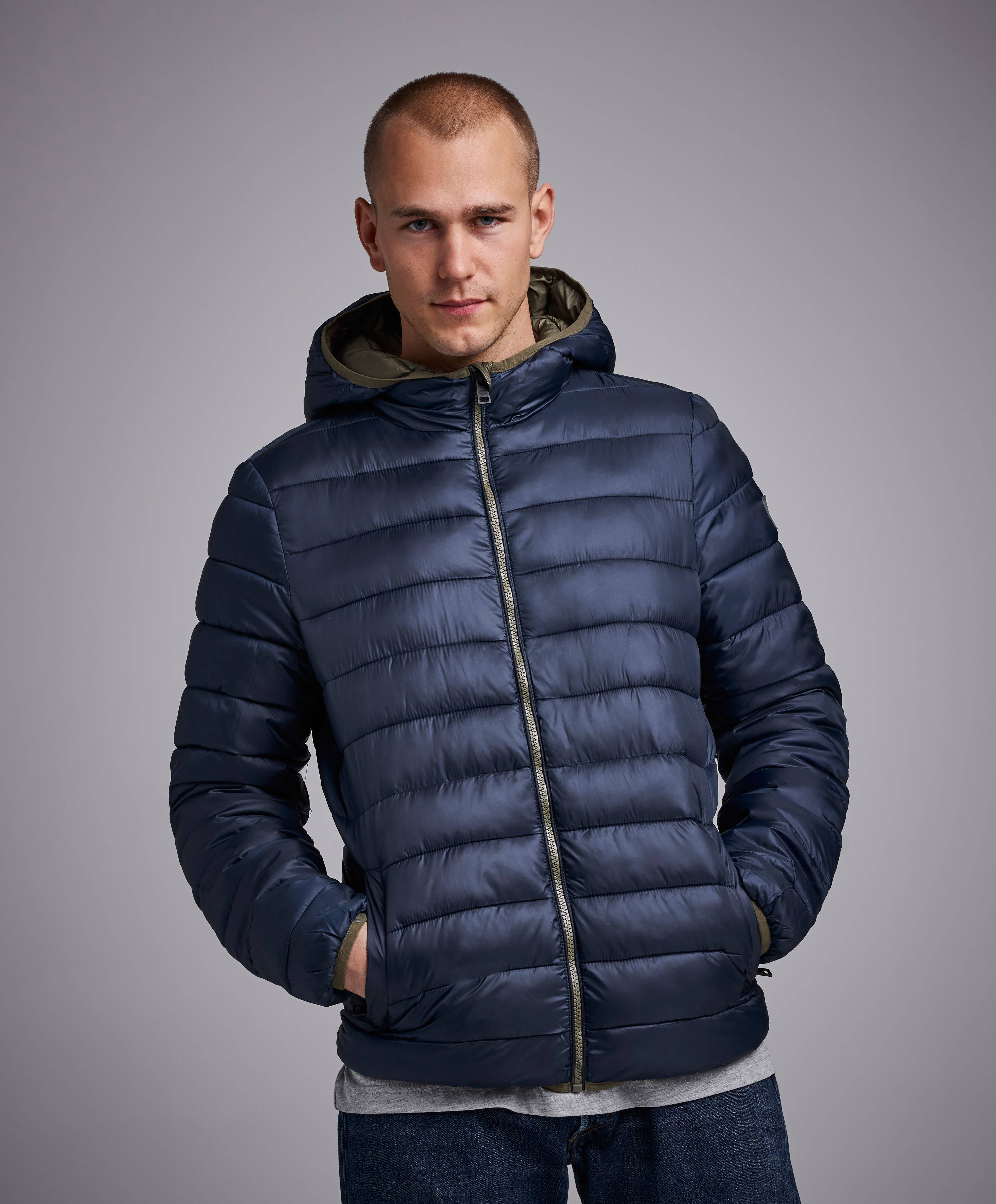 Champion Jacka Hooded Jacket Logo Blå Kläder Stayhard.se