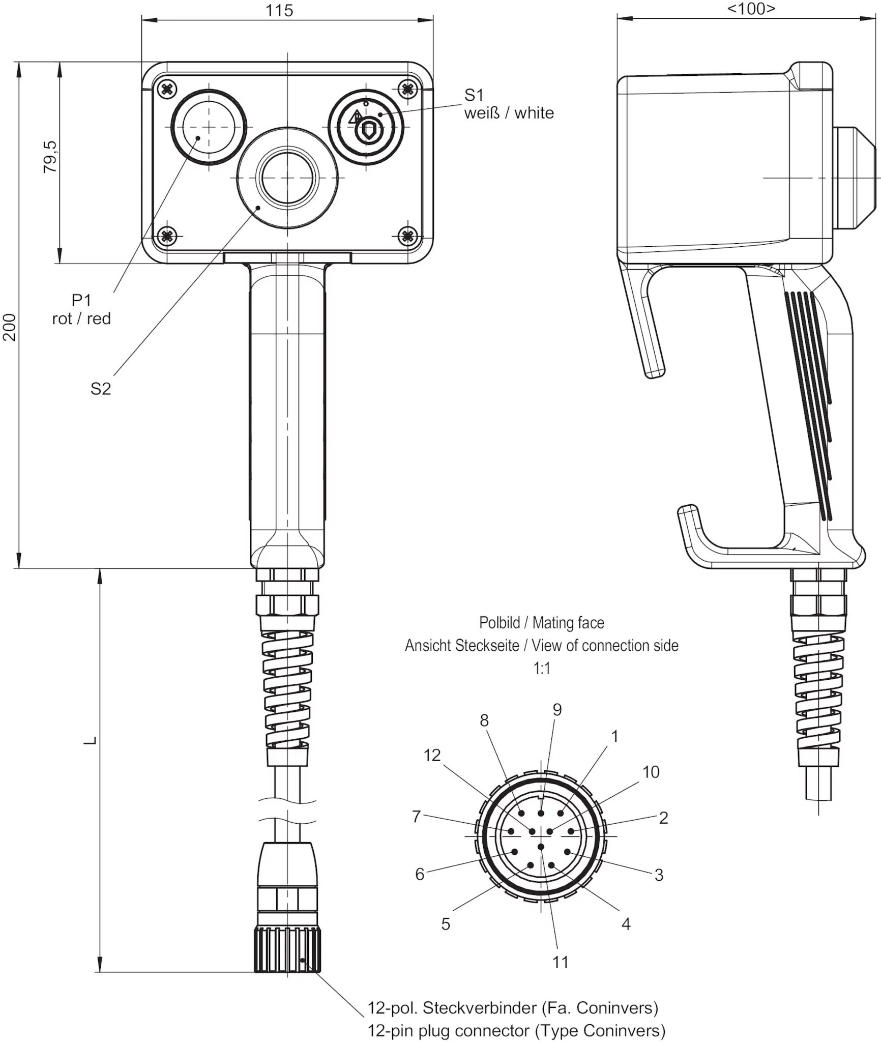 ZSB122338 ZSB, housing G3, 3stage, 1 illuminated pushbutton, 1 LED, cable EUCHNER More than