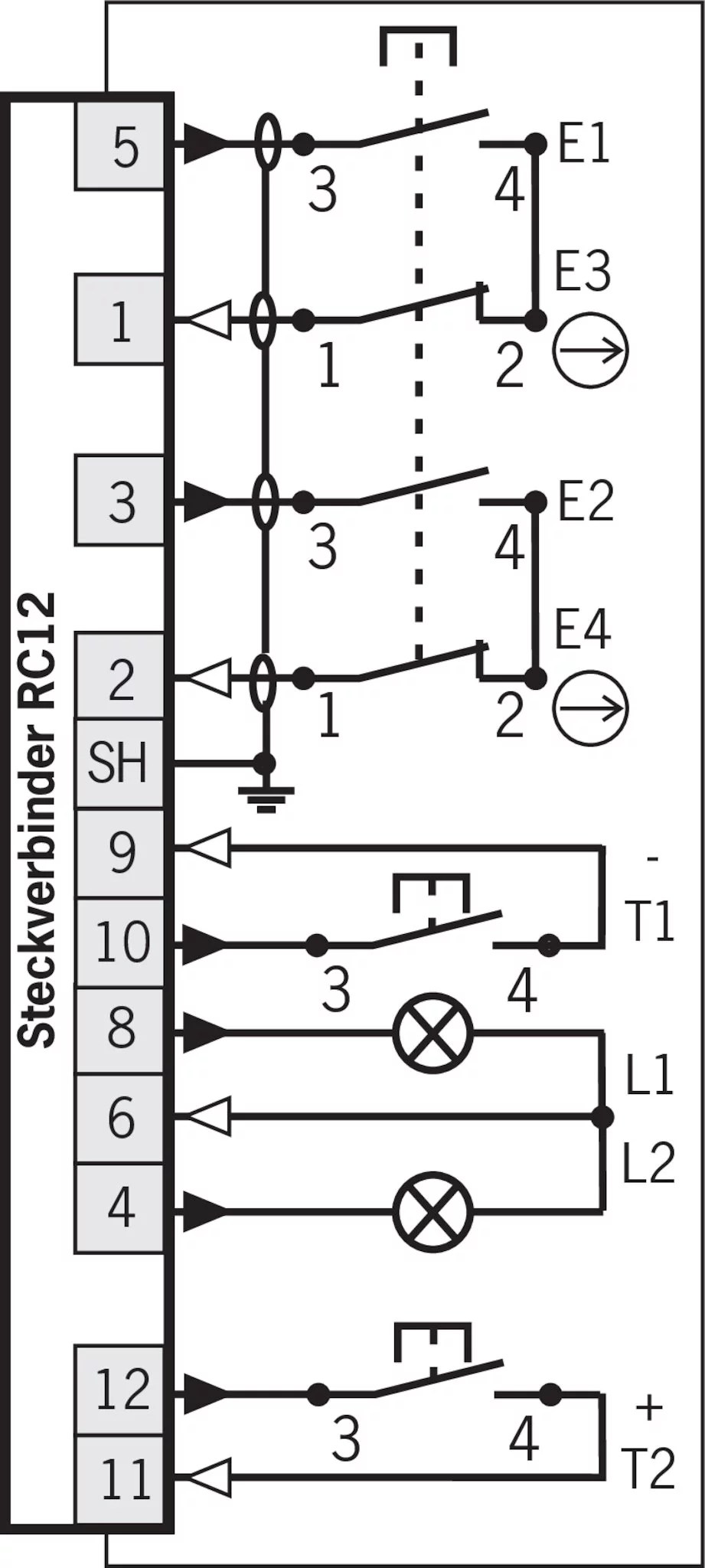 ZSB077029 ZSB, housing G3, 3stage, +/ pushbuttons, cable with plug connector RC12 EUCHNER
