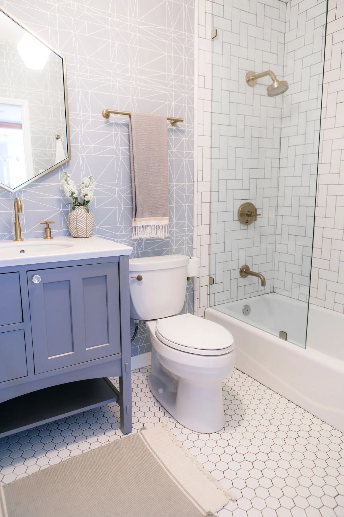 Herringbone Tile Pattern Shower
