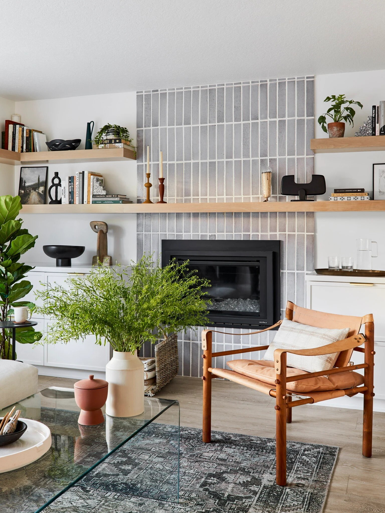 Anita Yokota Modern Norman Brick Fireplace Fireclay Tile