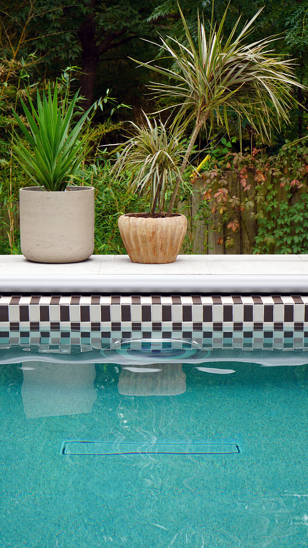 Greyscale Striped Backyard Pool Tile Fireclay Tile