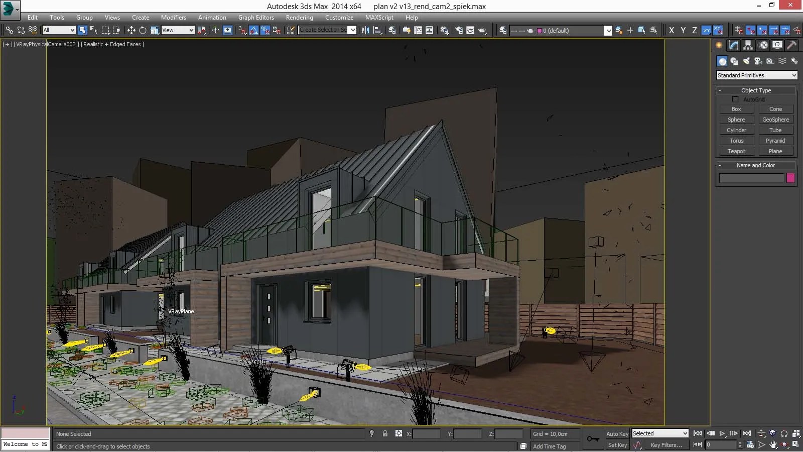 Vray Night Scene Rendering Modern House tutorial 3D Model FlatPyramid