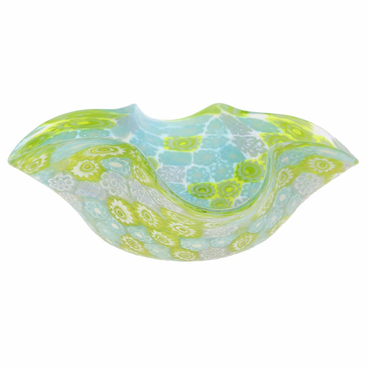 Murano Glass Vases Murano Millefiori Decorative Bowl Aqua Green