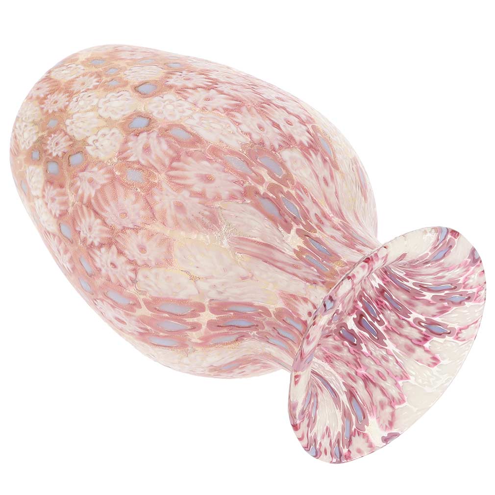 Murano Glass Vases Golden Quilt Millefiori Urn Vase Pink