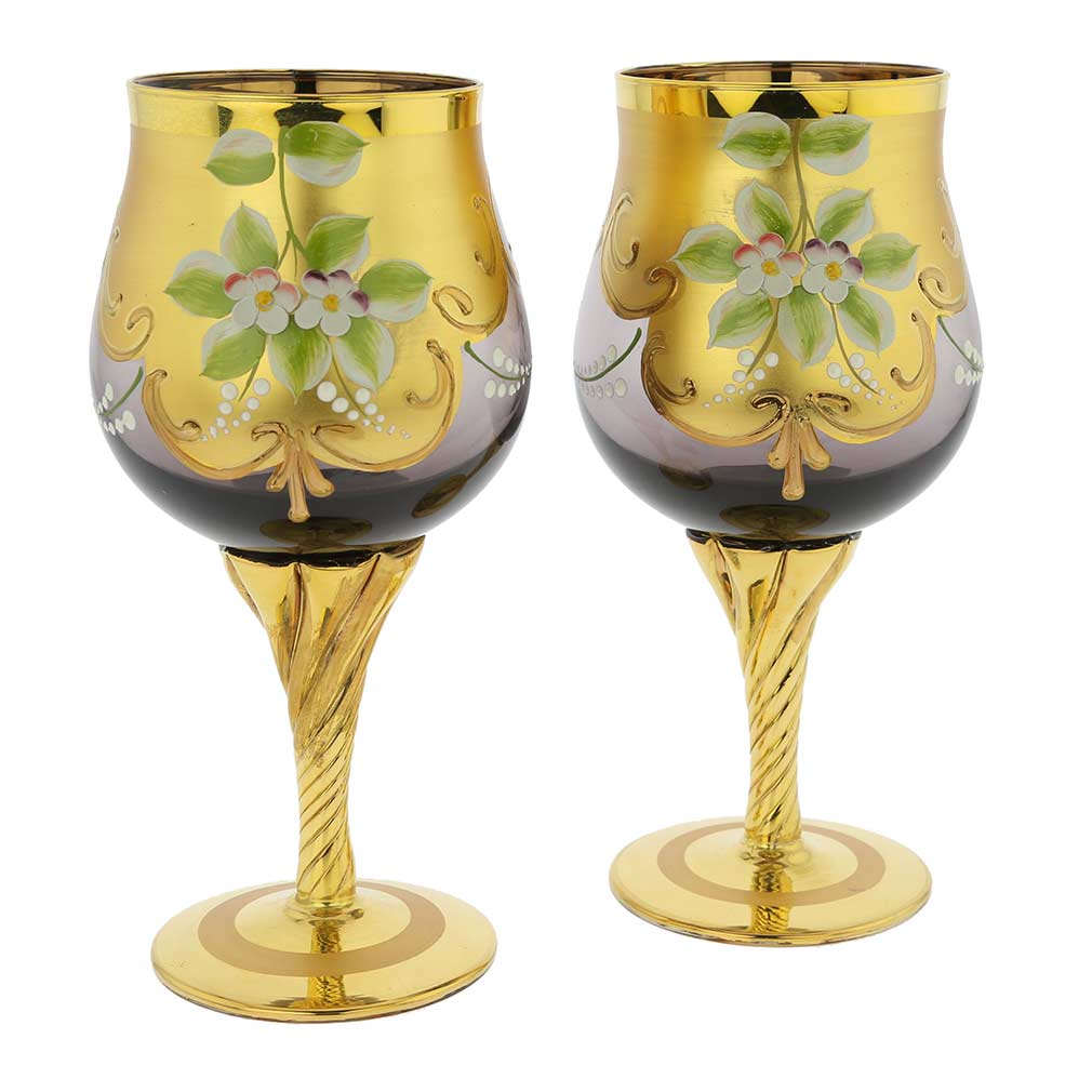 Murano Glass Wine glasses Gold Wine Goblets