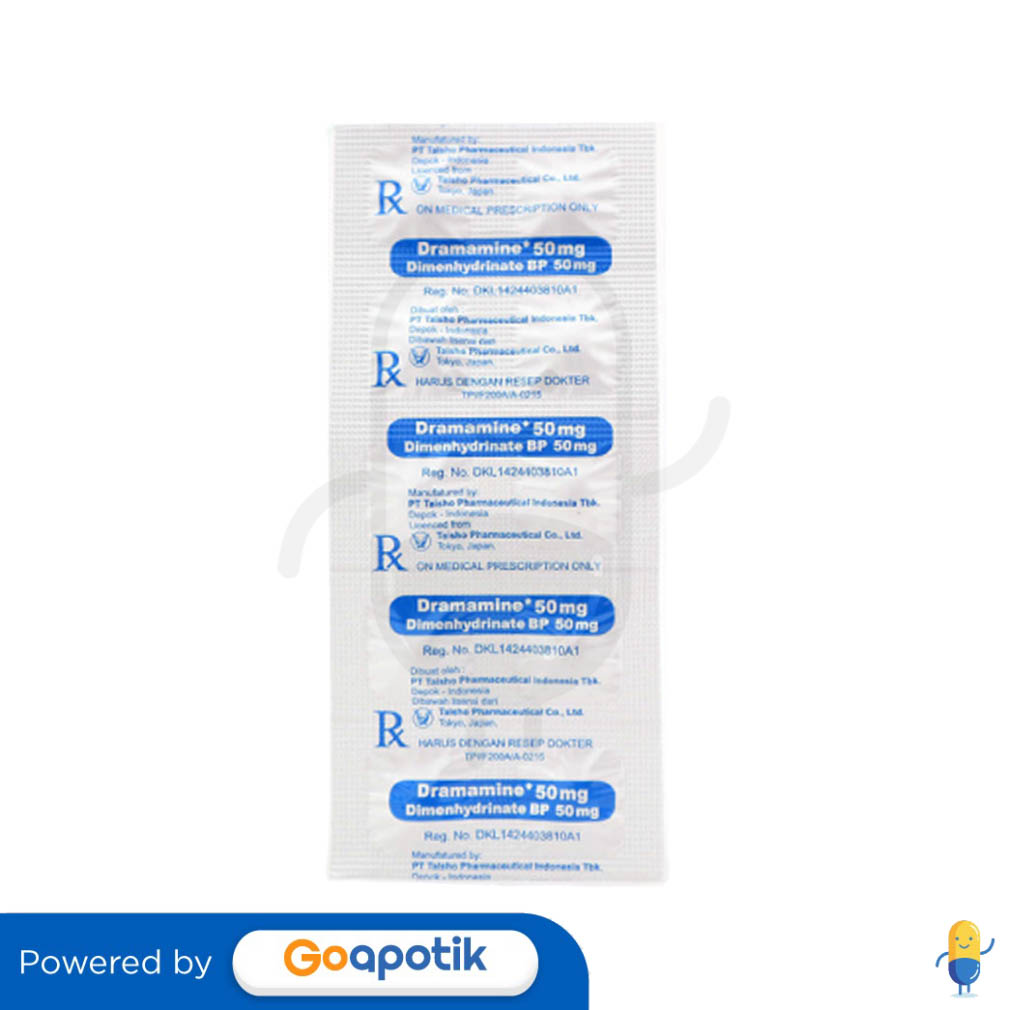 DRAMAMINE 50 MG STRIP 10 TABLET Kegunaan, Efek Samping, Dosis dan