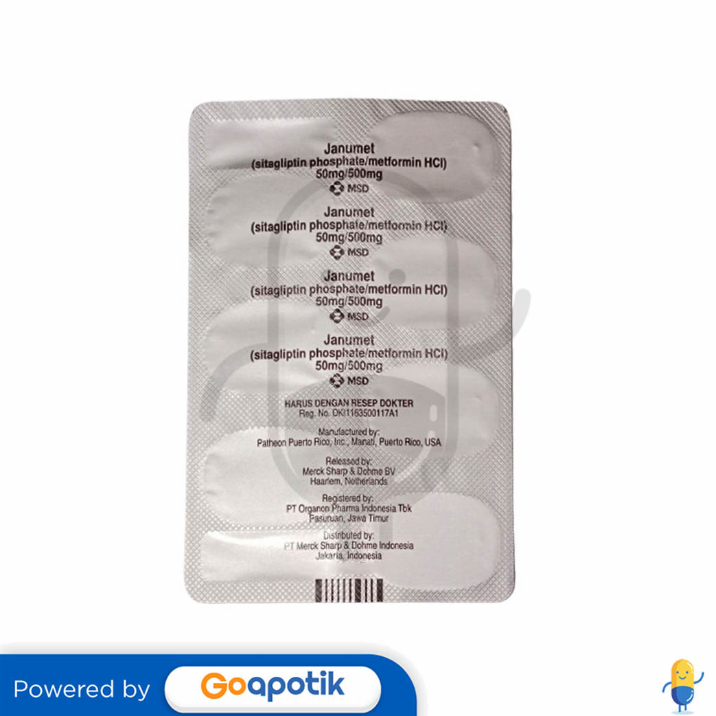 JANUMET 50 MG / 500 MG TABLET Kegunaan, Efek Samping, Dosis dan Aturan Pakai