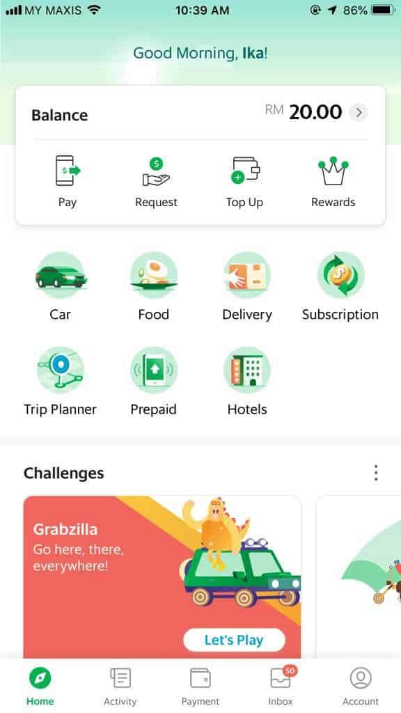 grabcar top up malaysia