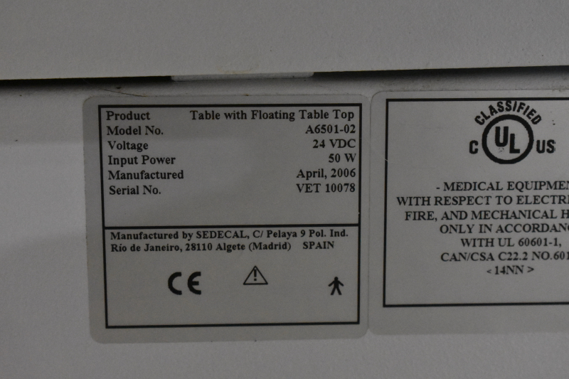 XRay Table ,Sedecal, A650102 ,with floating table top