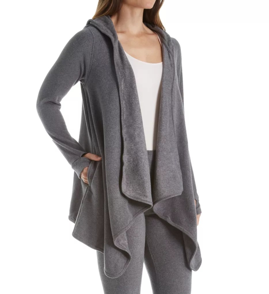 Cuddl Duds 8018865 Fleecewear With Stretch Long Sleeve Hooded Wrap-Up