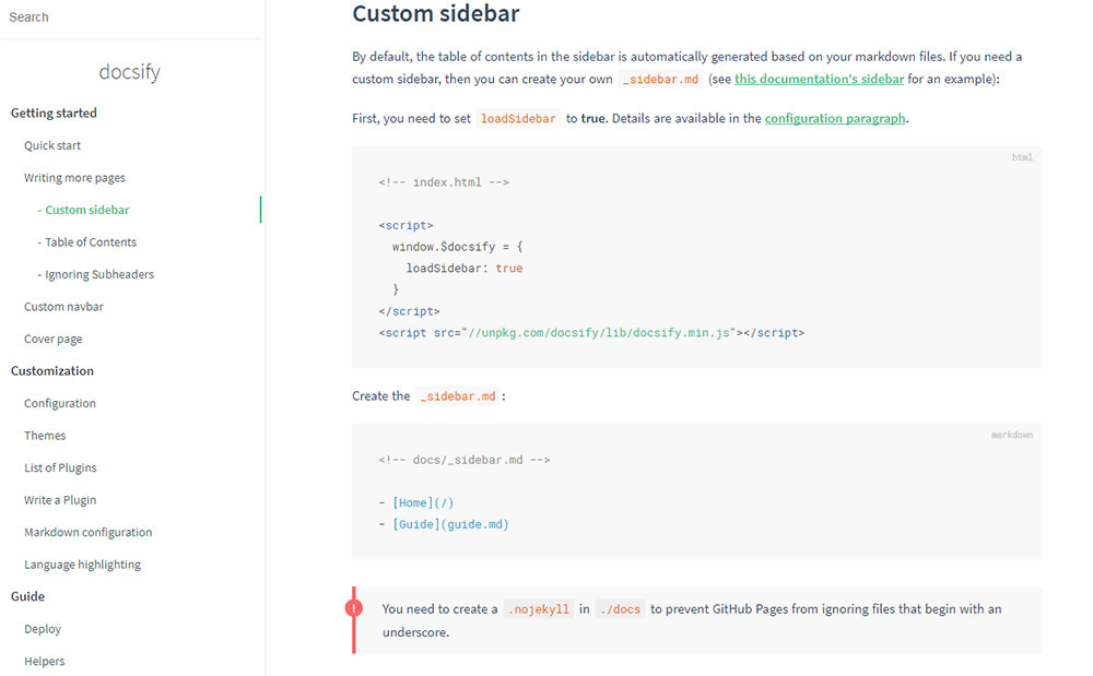 Создание документации с помощью файлов уценки с помощью Docsify Triu