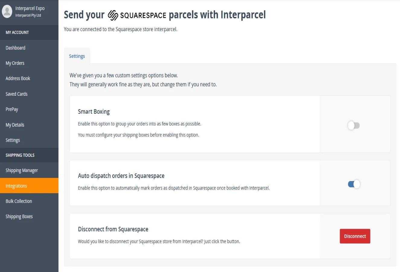 Business Squarespace Shipping