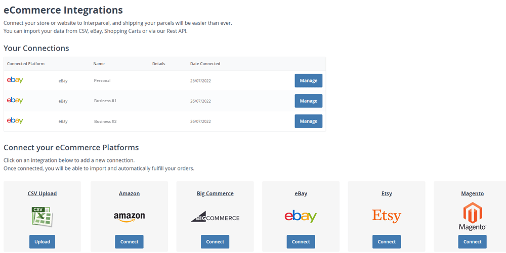 Interparcel Blog New account feature Connect multiple stores