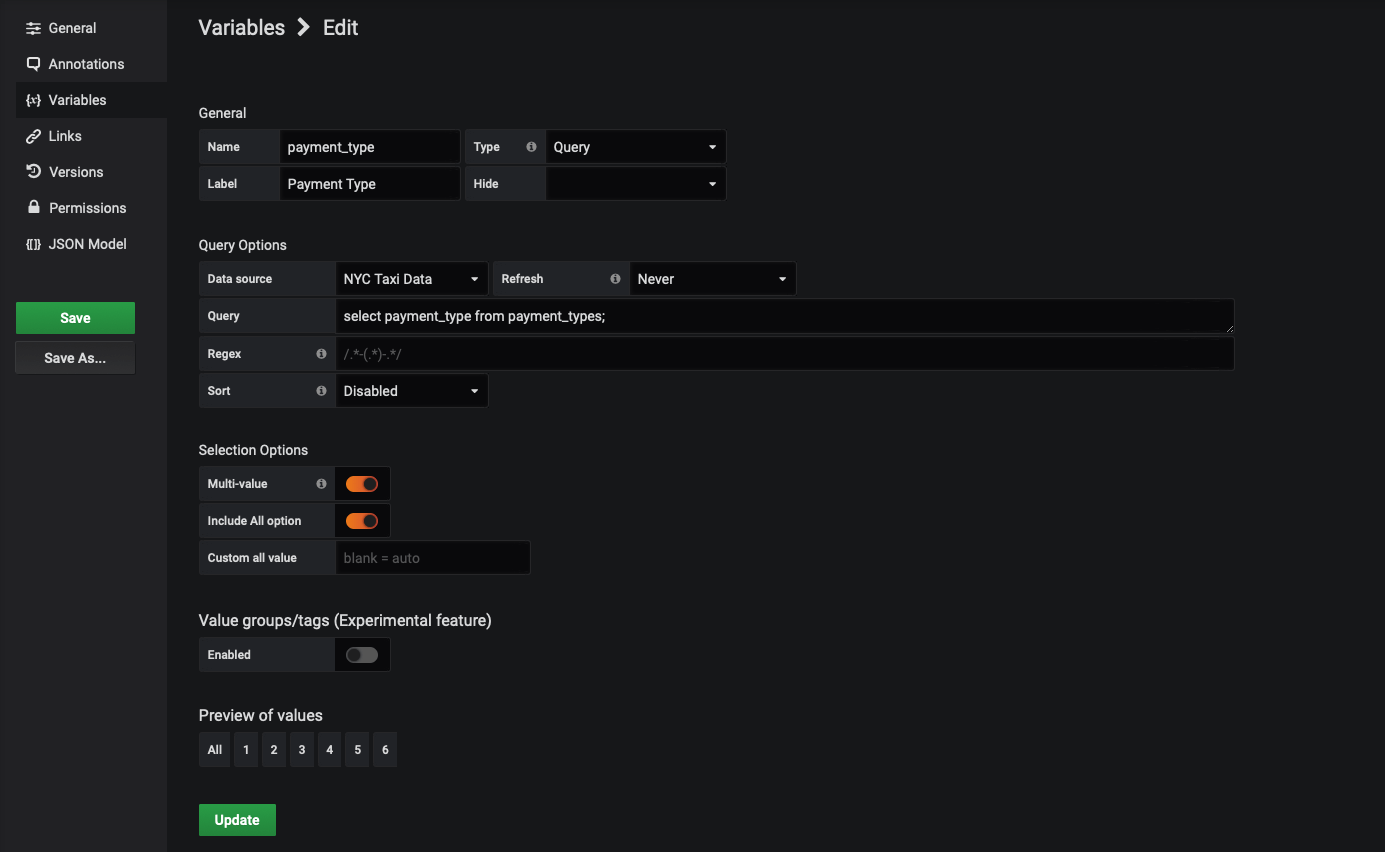 Use Grafana variables Timescale Docs
