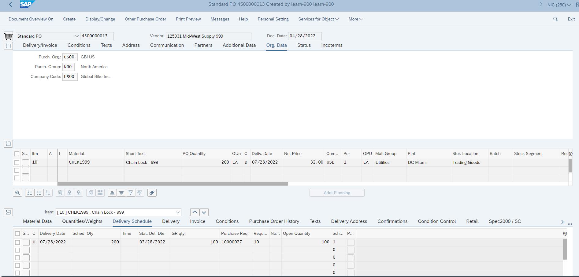 Familiarizándose en SAP LOGON 770 Conocer las organizaciones de compra