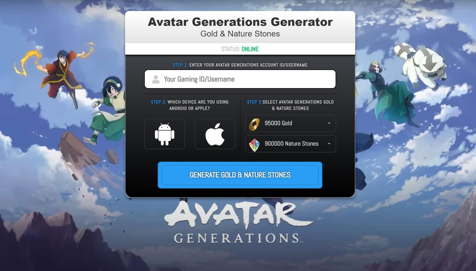 Avatar Generations Hack Mod Gold and Nature Stones ios android 2023 by
