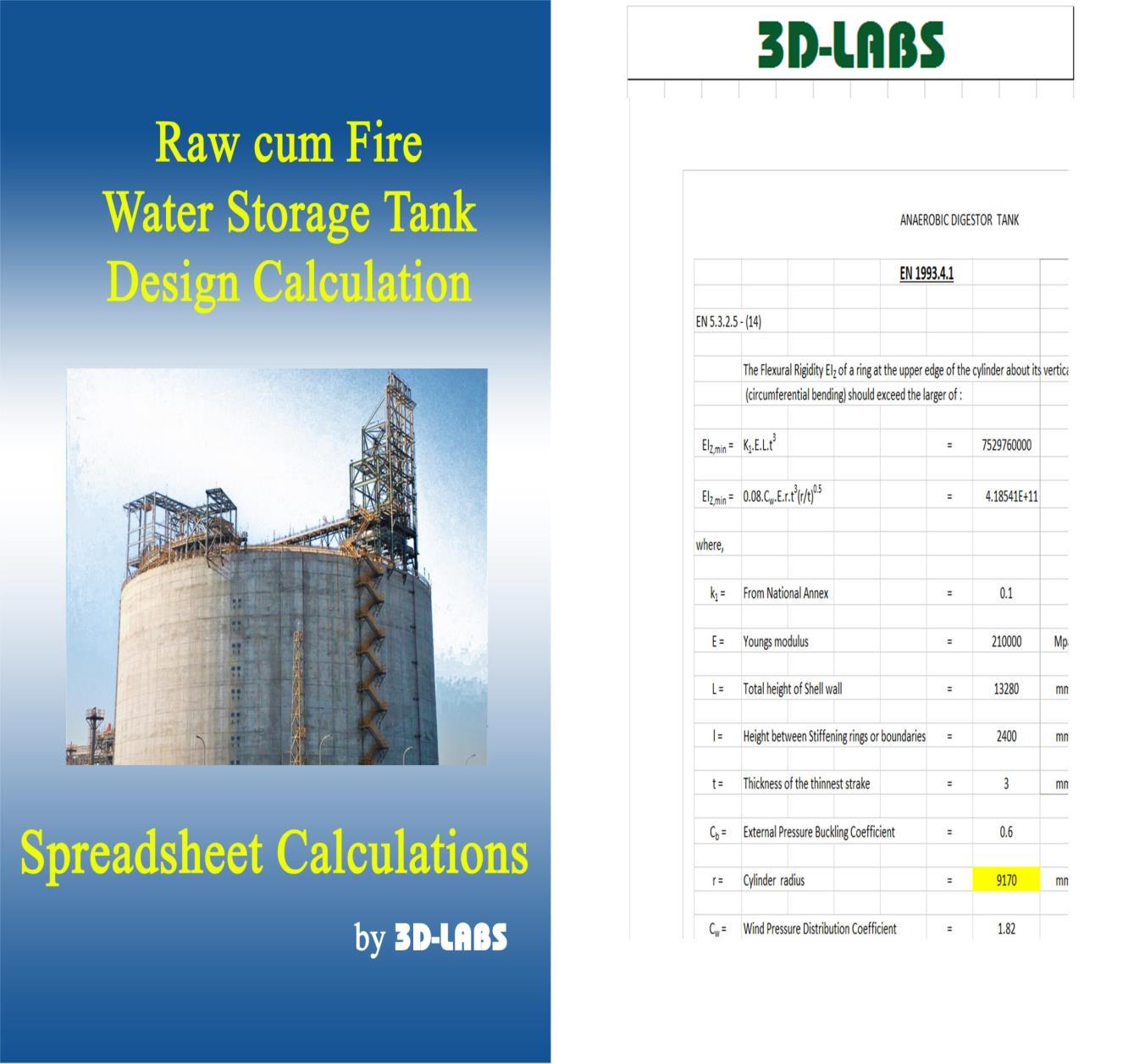 Design Calculation of Raw cum Fire Water Storage Tank by Design Manager