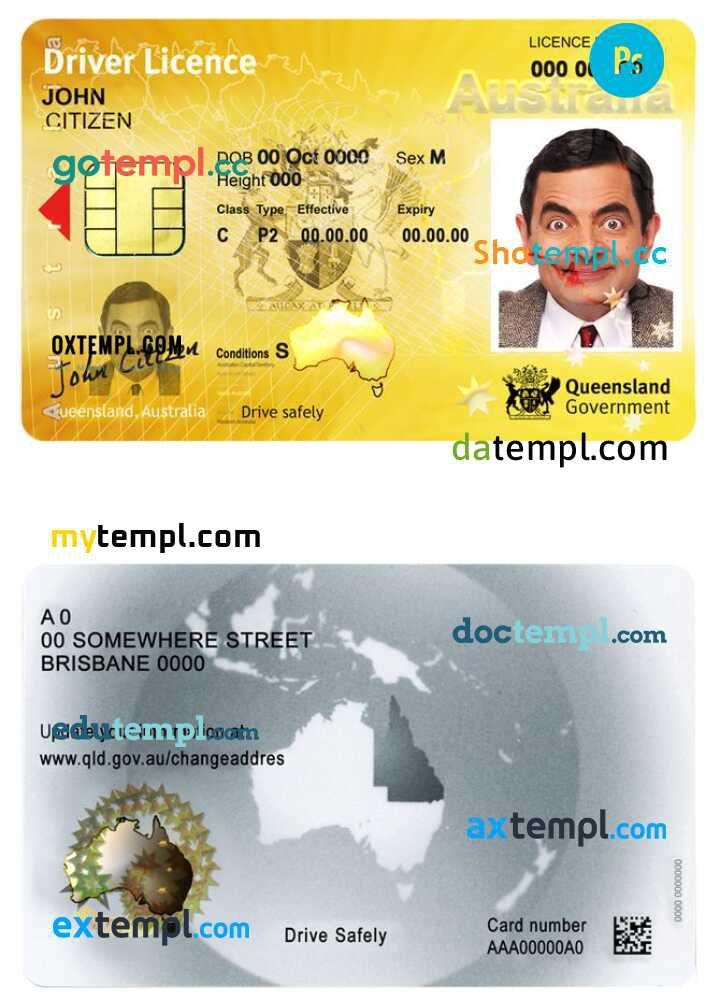 Australia Queensland state driver’s permit template in PSD format