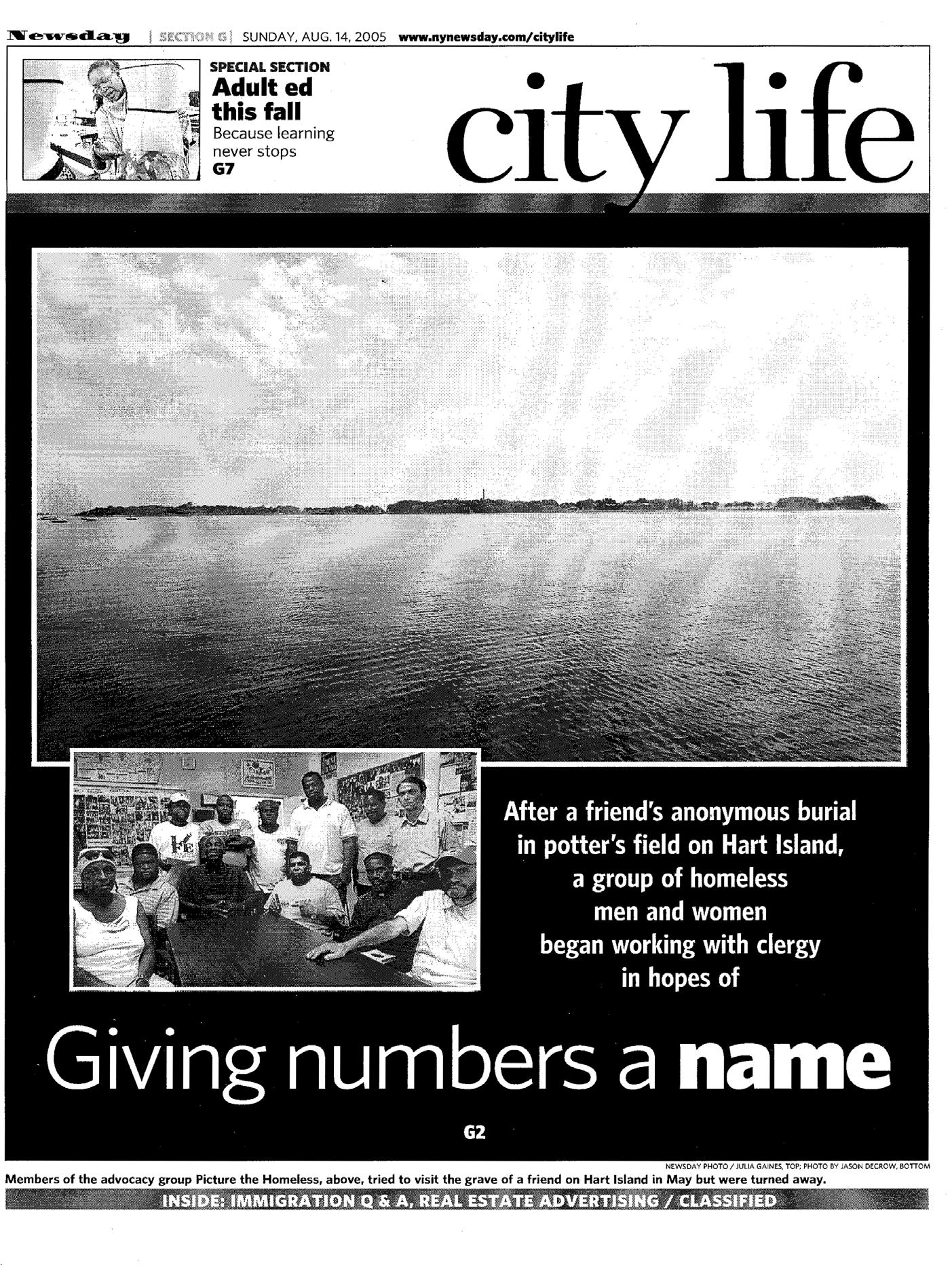 The Picture the Homeless Oral History Project The Potter's Field