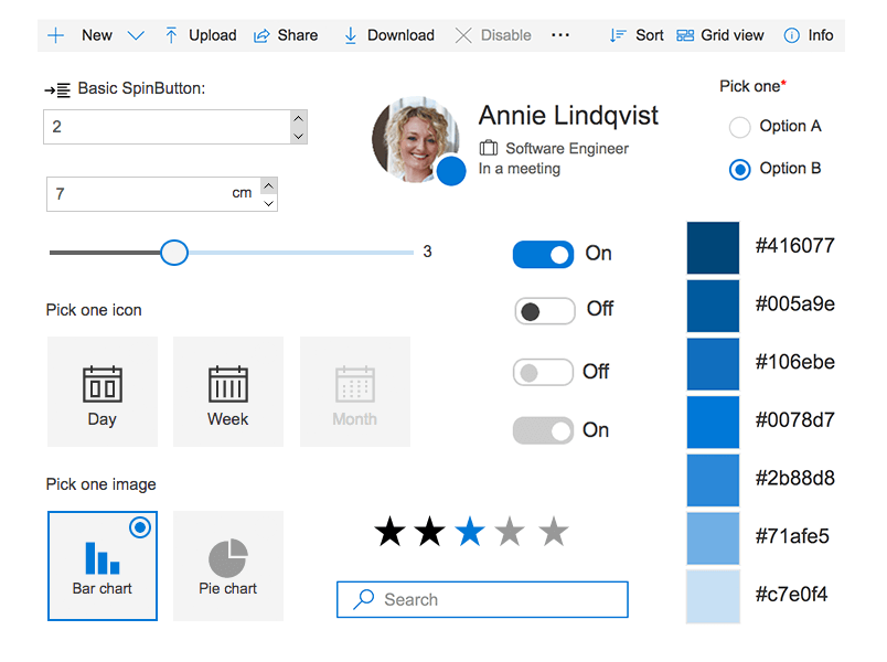Microsoft Office Fabric UI kit for codefree design Justinmind